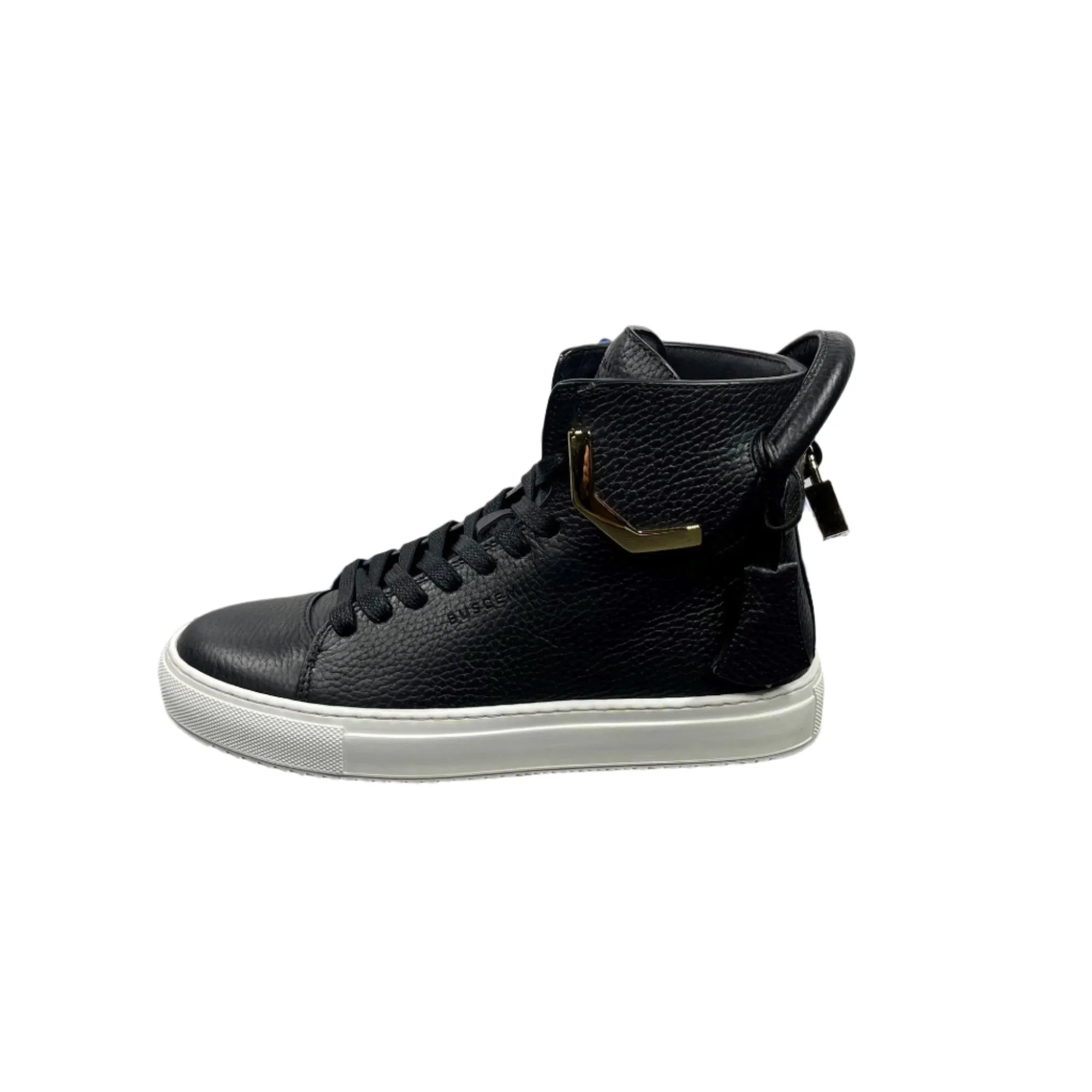 Buscemi Mens 125MM Corner Metal Black Leather Sneakers