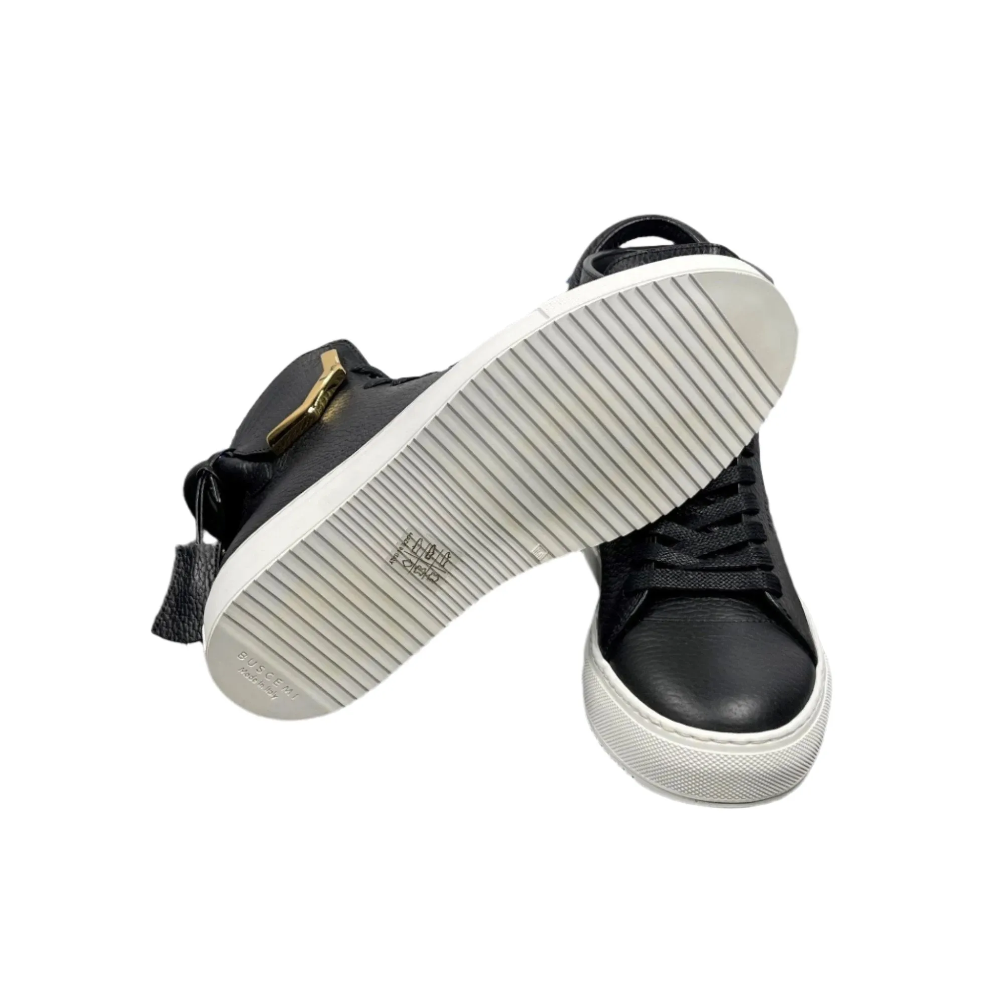 Buscemi Mens 125MM Corner Metal Black Leather Sneakers
