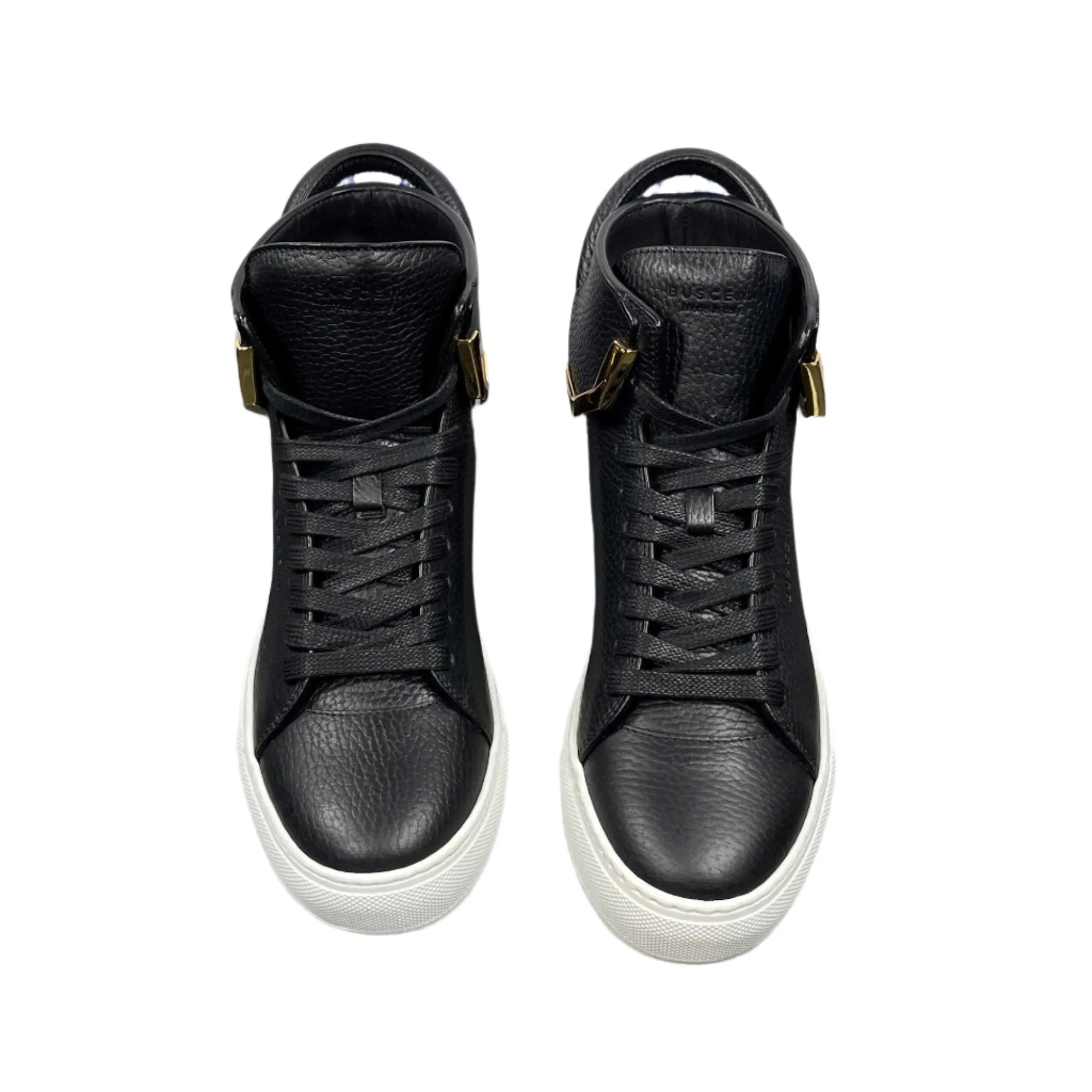 Buscemi Mens 125MM Corner Metal Black Leather Sneakers
