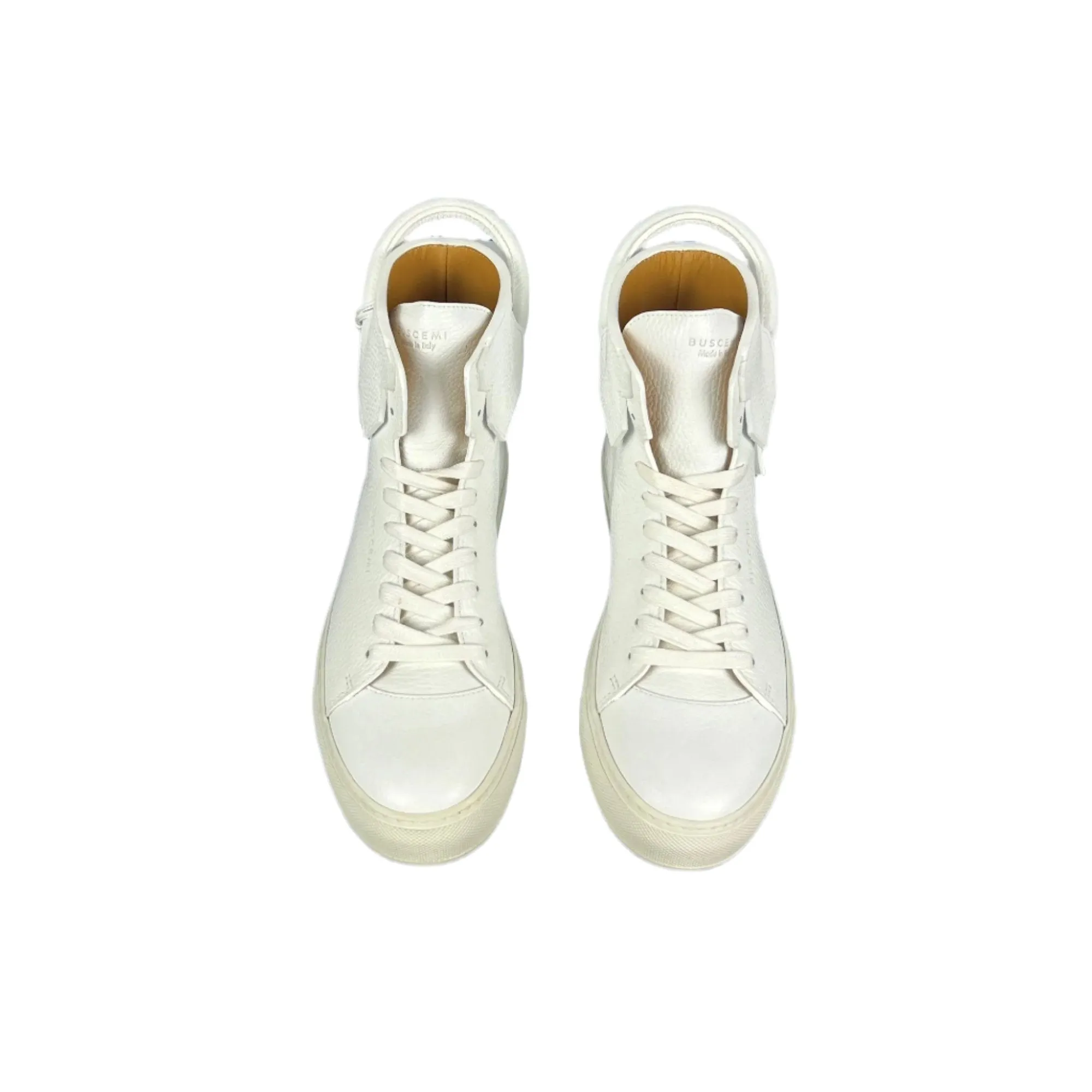 Buscemi Men's 125MM White/White Leather Sneakers SAMPLE