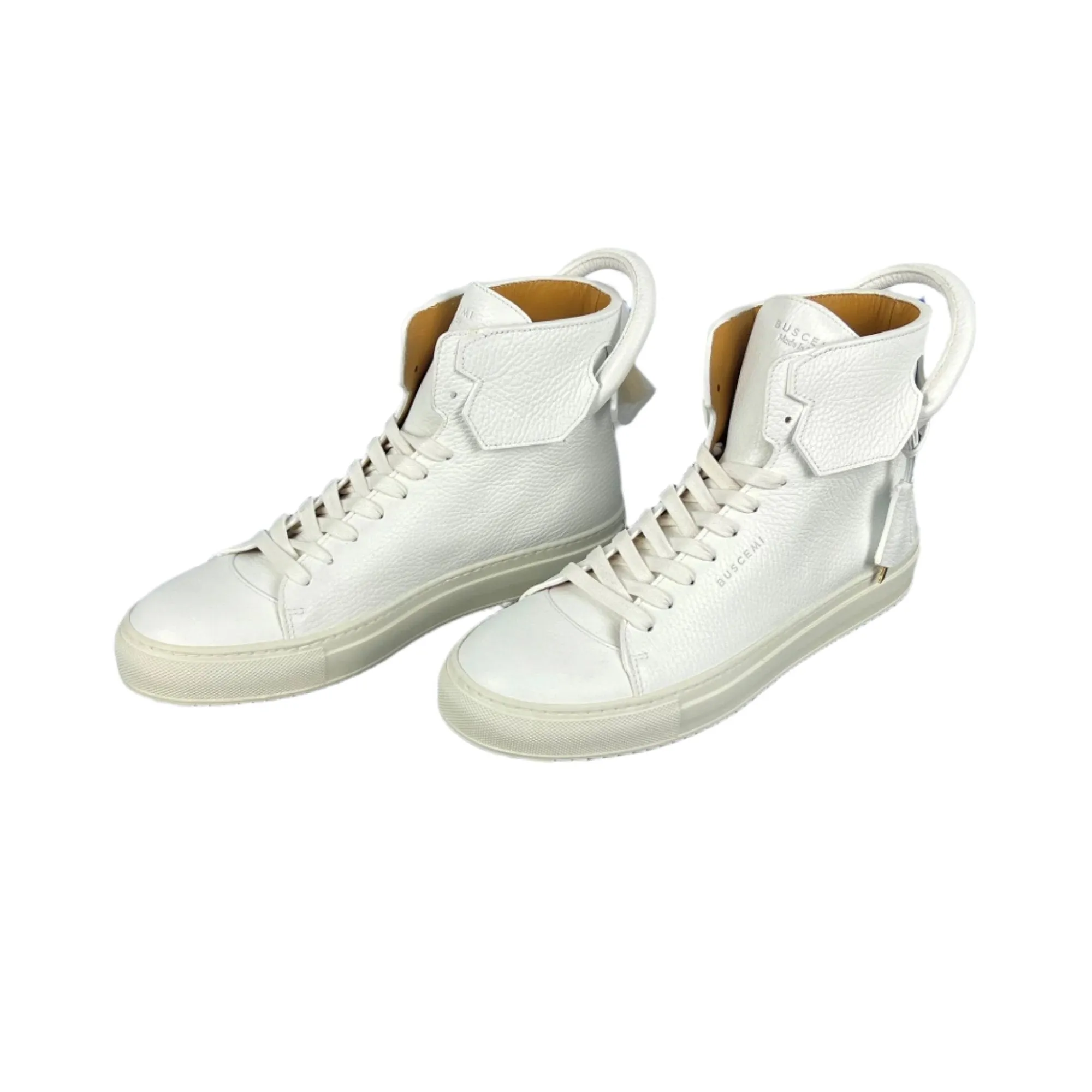 Buscemi Men's 125MM White/White Leather Sneakers SAMPLE