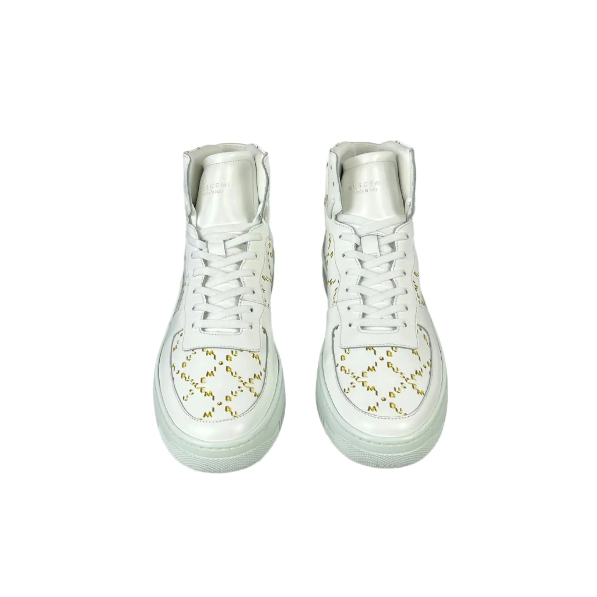 Buscemi Men's Dome Mono White Leather Sneakers SAMPLE