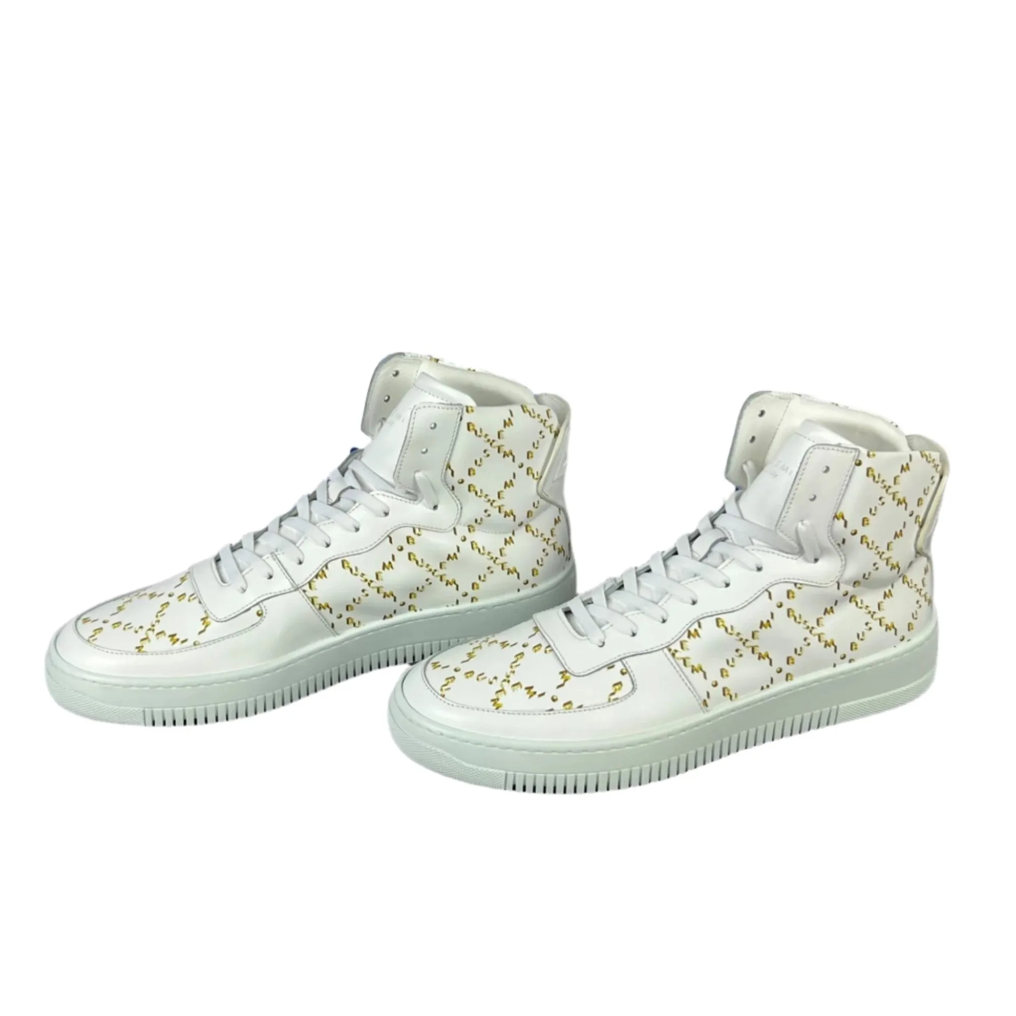 Buscemi Men's Dome Mono White Leather Sneakers SAMPLE