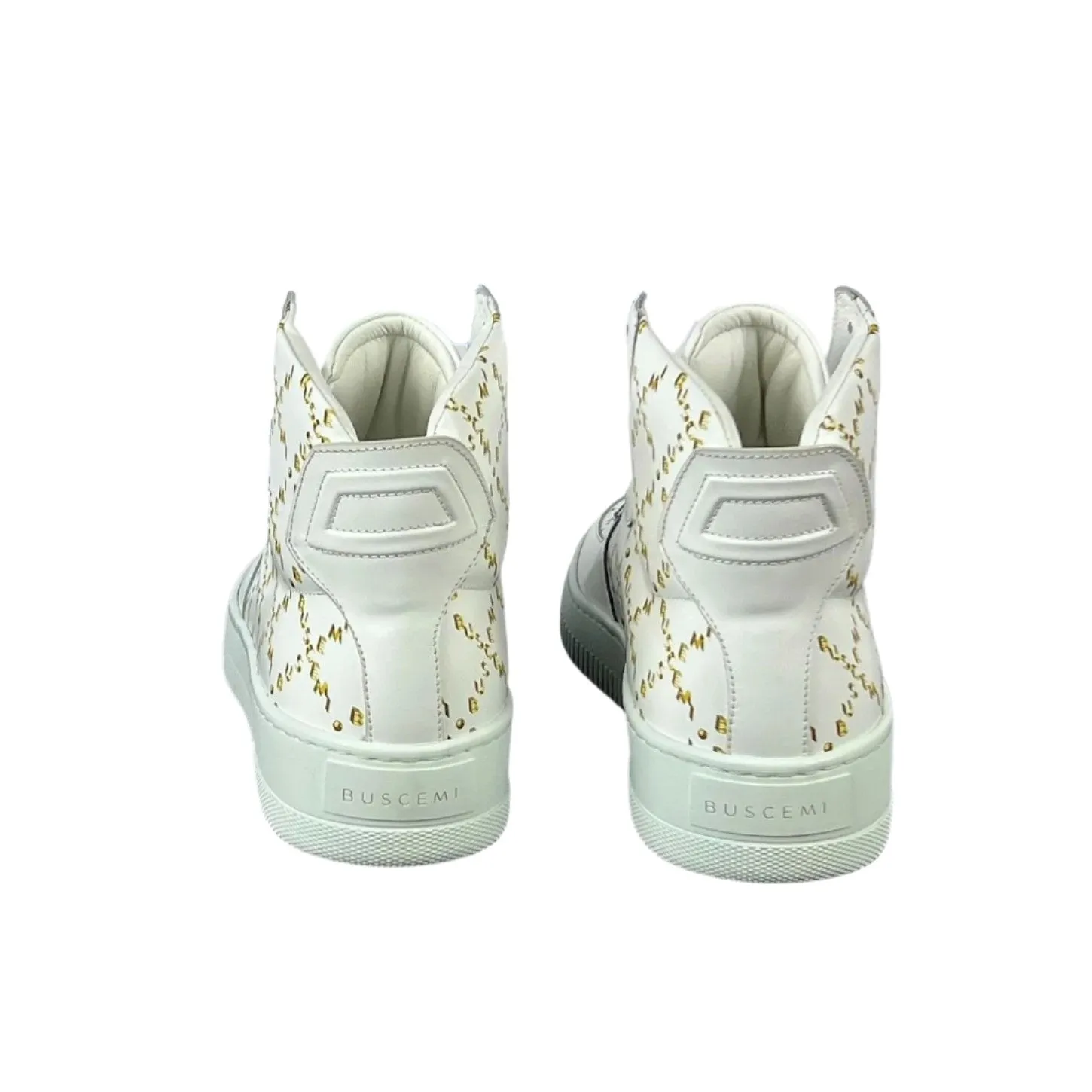 Buscemi Men's Dome Mono White Leather Sneakers SAMPLE