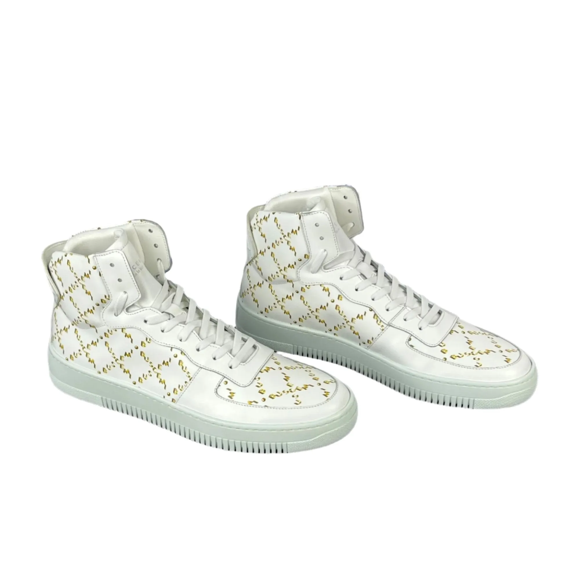 Buscemi Men's Dome Mono White Leather Sneakers SAMPLE