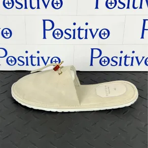 Buscemi Mens Greenwich Off White Suede Slippers Sample