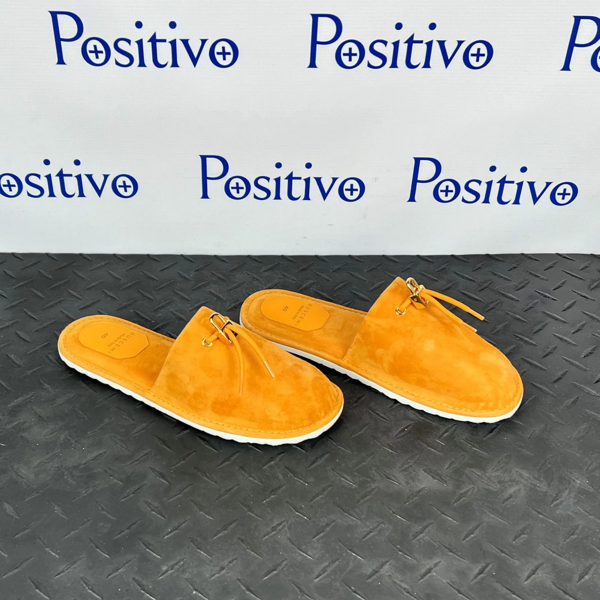 Buscemi Mens Greenwich Orange Suede Slippers
