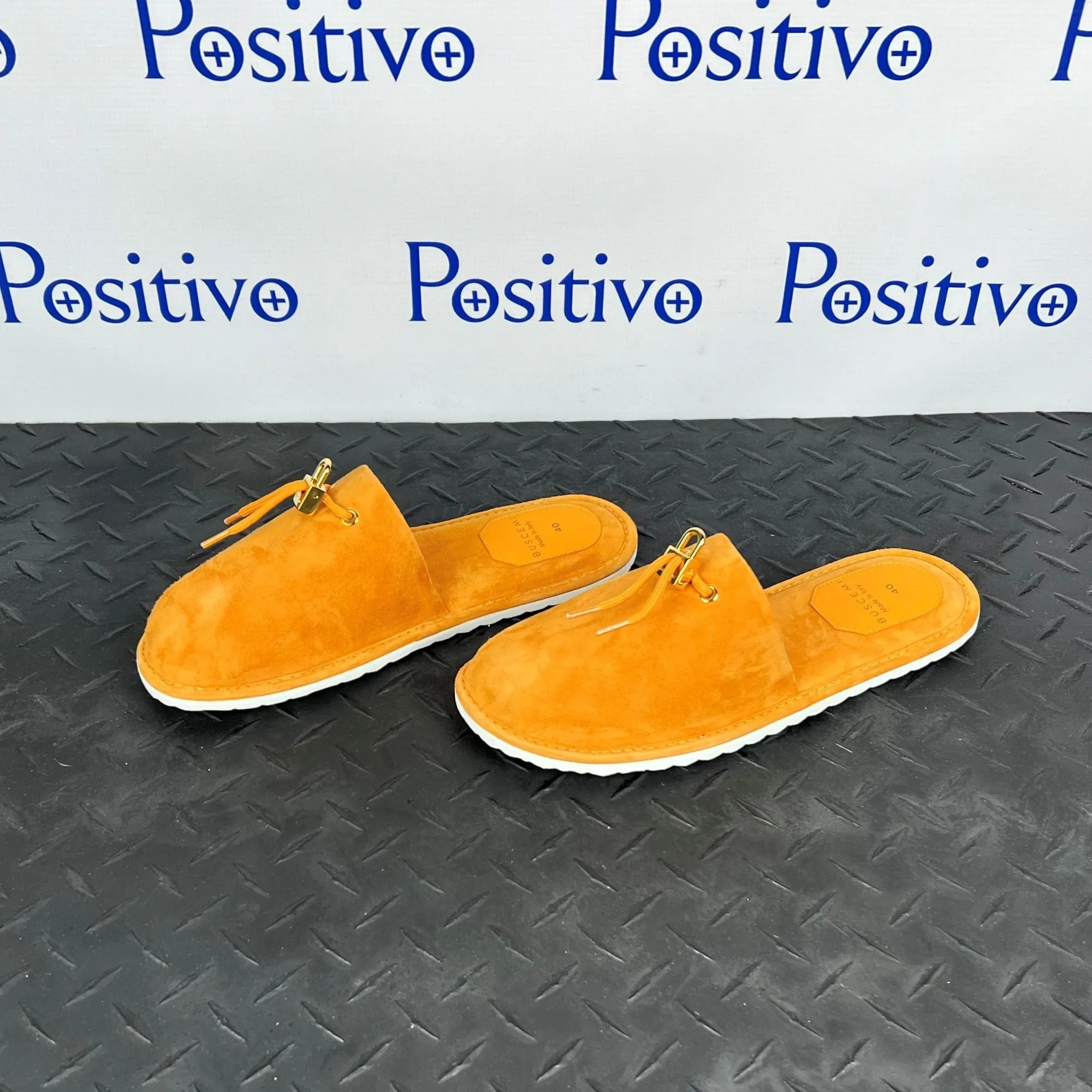 Buscemi Mens Greenwich Orange Suede Slippers