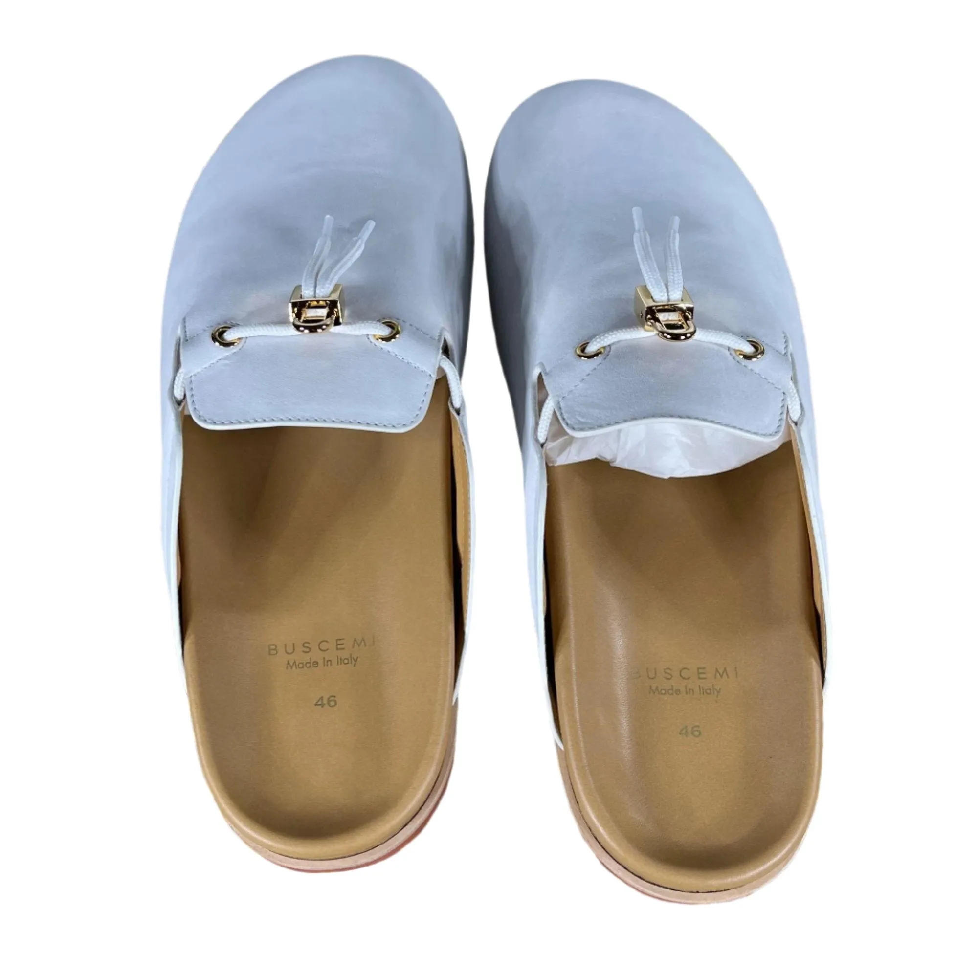 Buscemi Pietro White Nubuk Leather Slippers