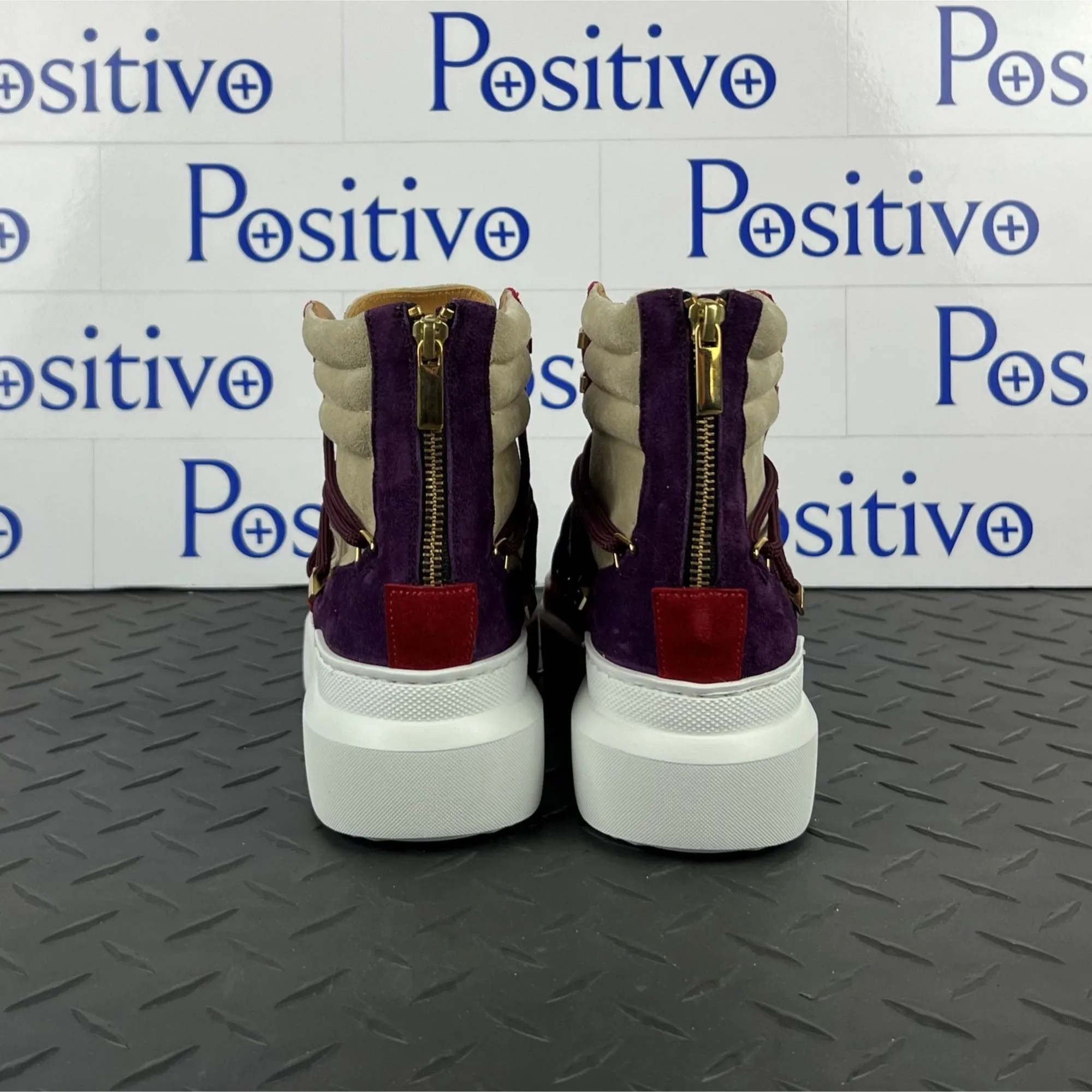 Buscemi Women's Madison Angora Trio Leather High Top Sneakers