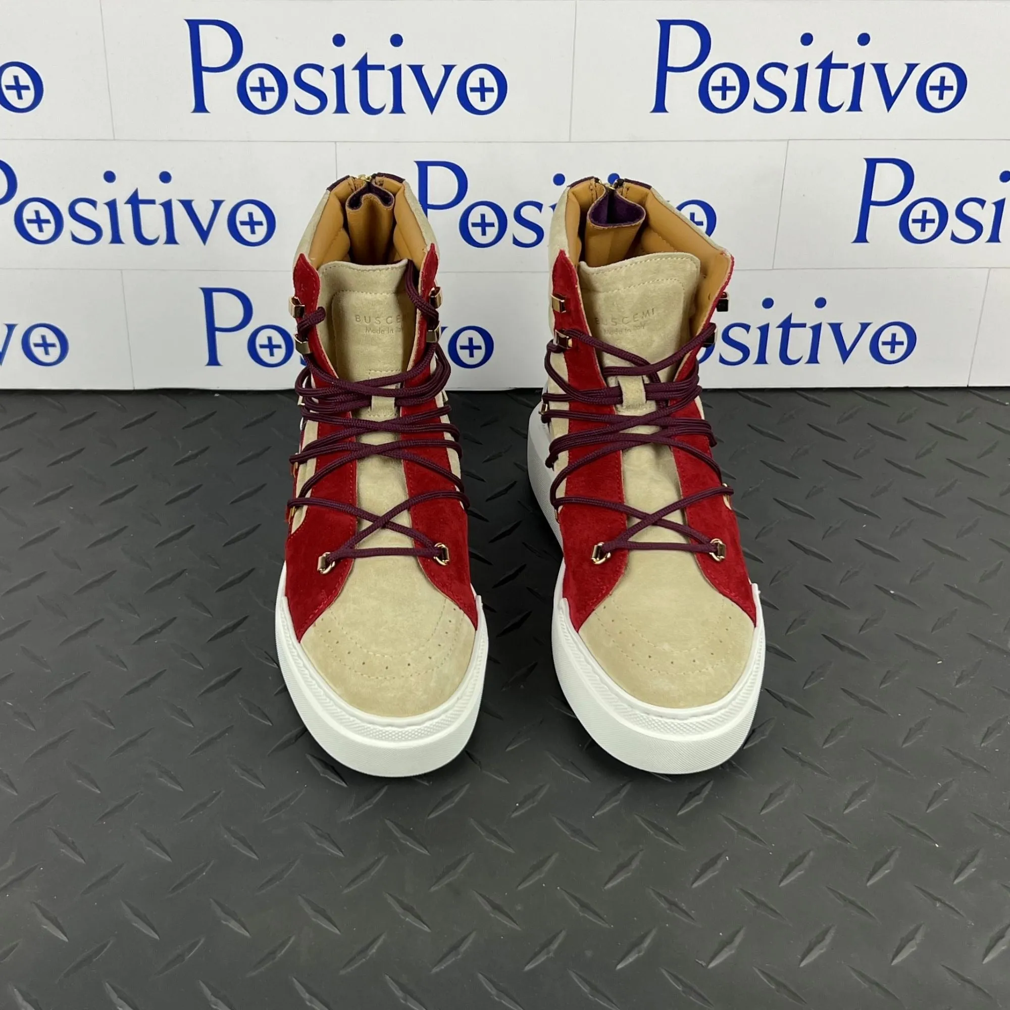 Buscemi Women's Madison Angora Trio Leather High Top Sneakers