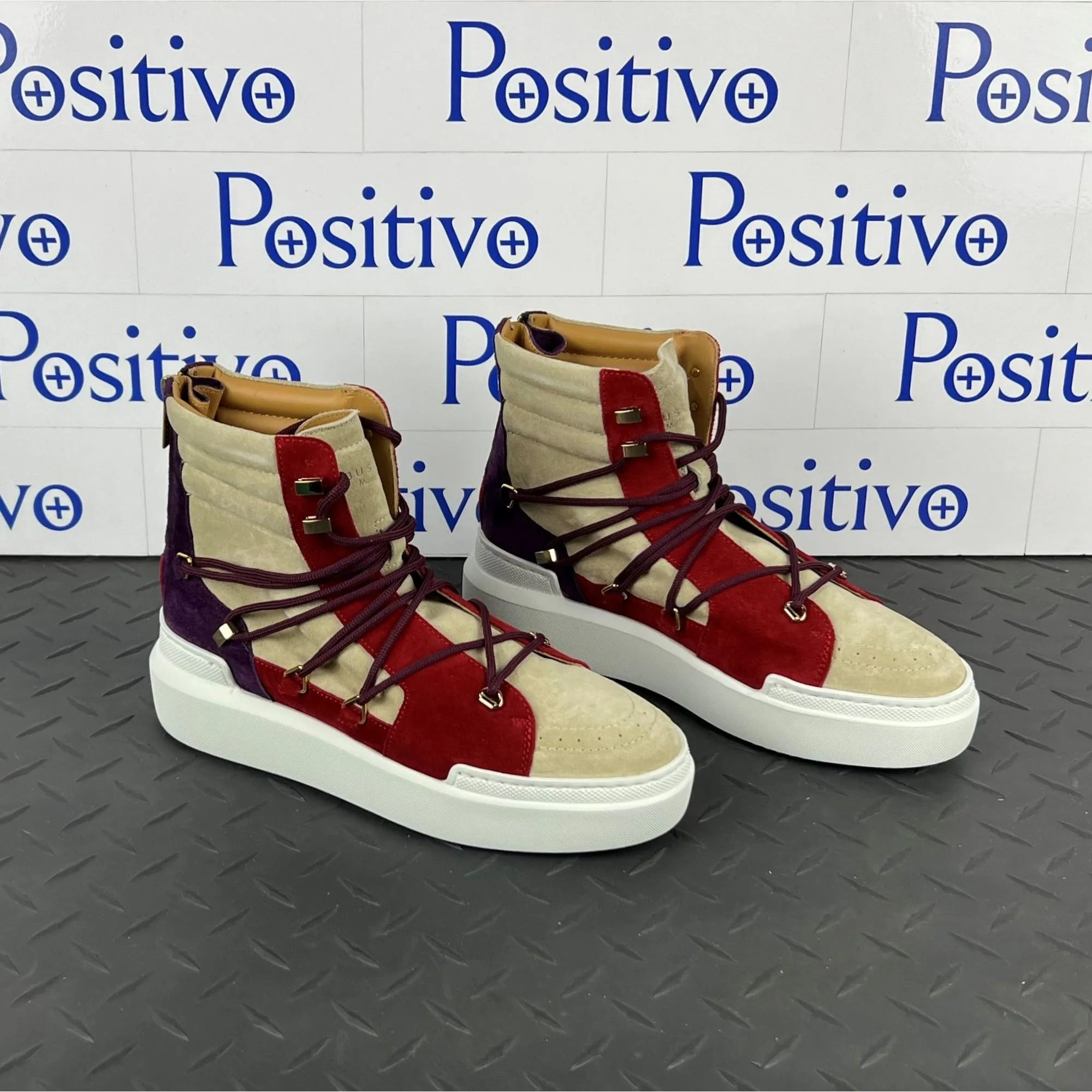 Buscemi Women's Madison Angora Trio Leather High Top Sneakers