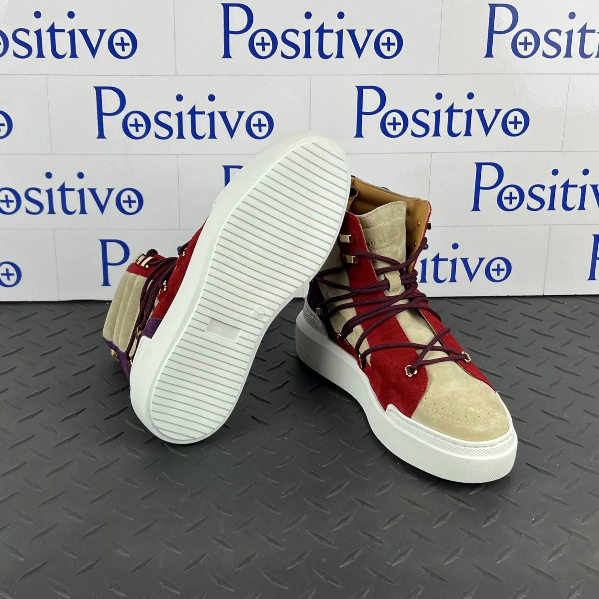 Buscemi Women's Madison Angora Trio Leather High Top Sneakers