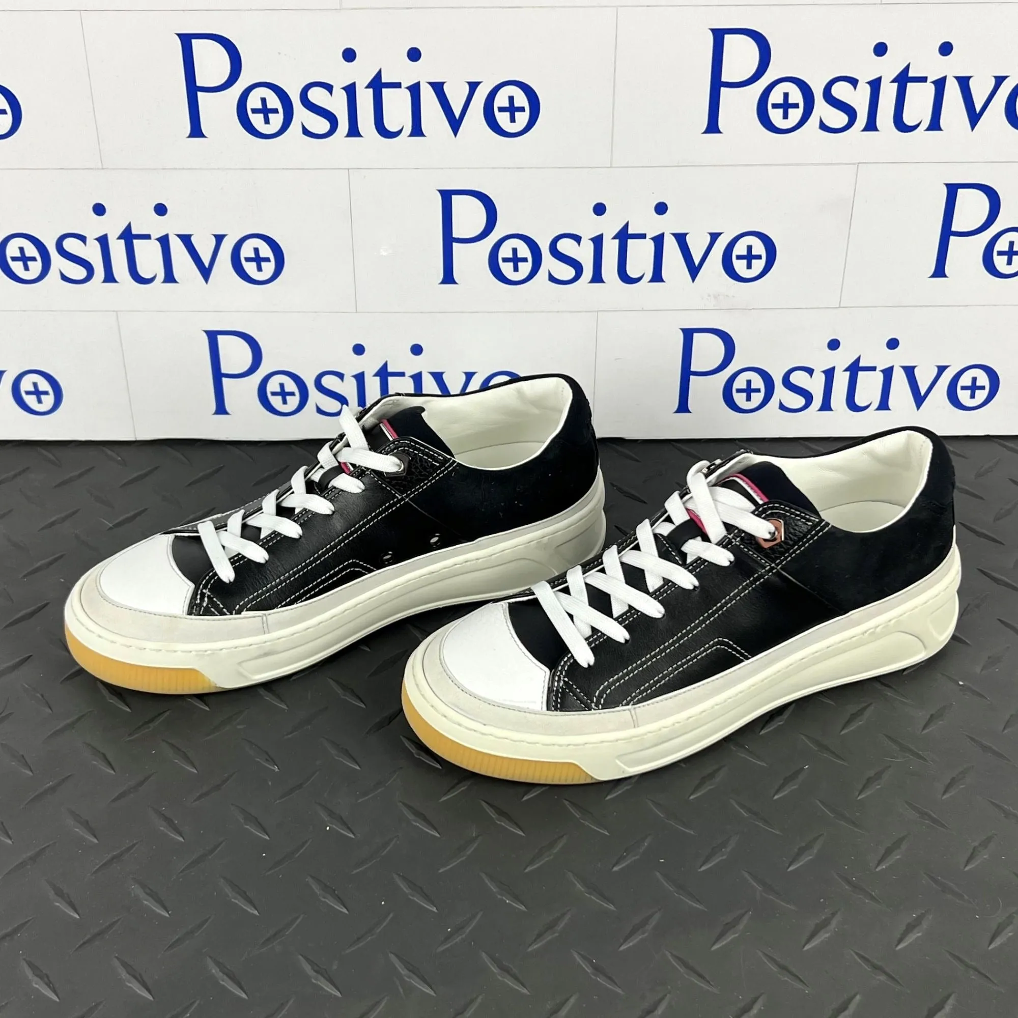 Buscemi Women's Prodigy Black/White Leather Sneakers SAMPLE