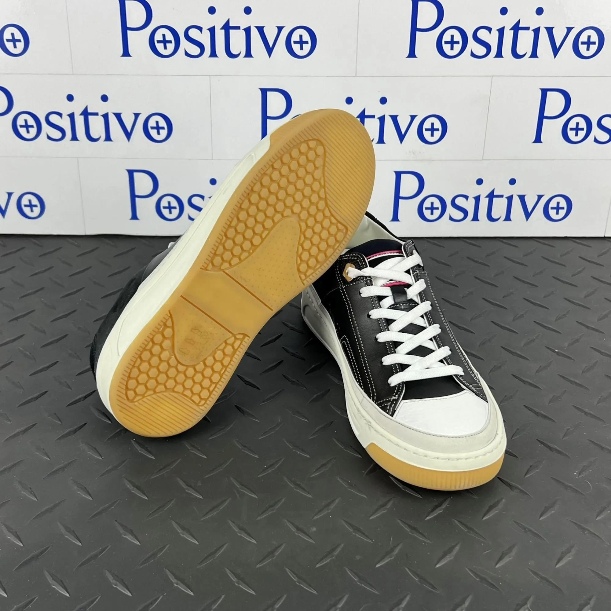 Buscemi Women's Prodigy Black/White Leather Sneakers SAMPLE