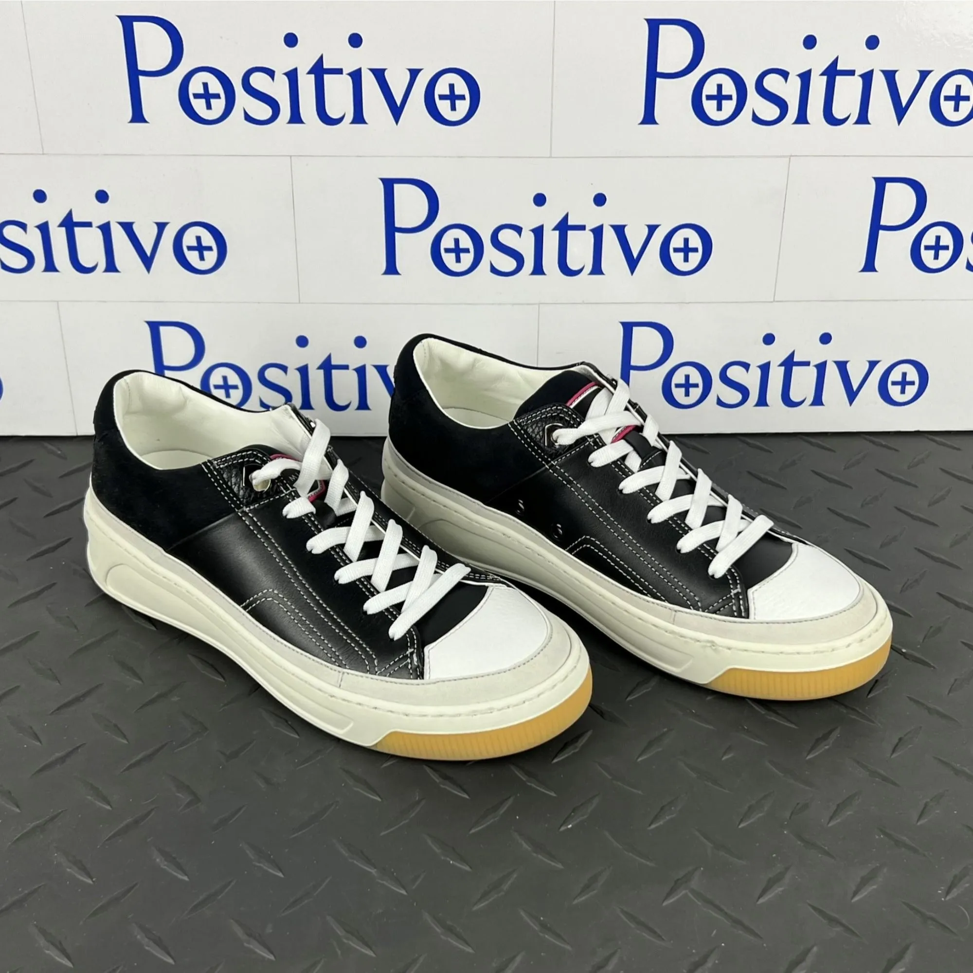 Buscemi Women's Prodigy Black/White Leather Sneakers SAMPLE