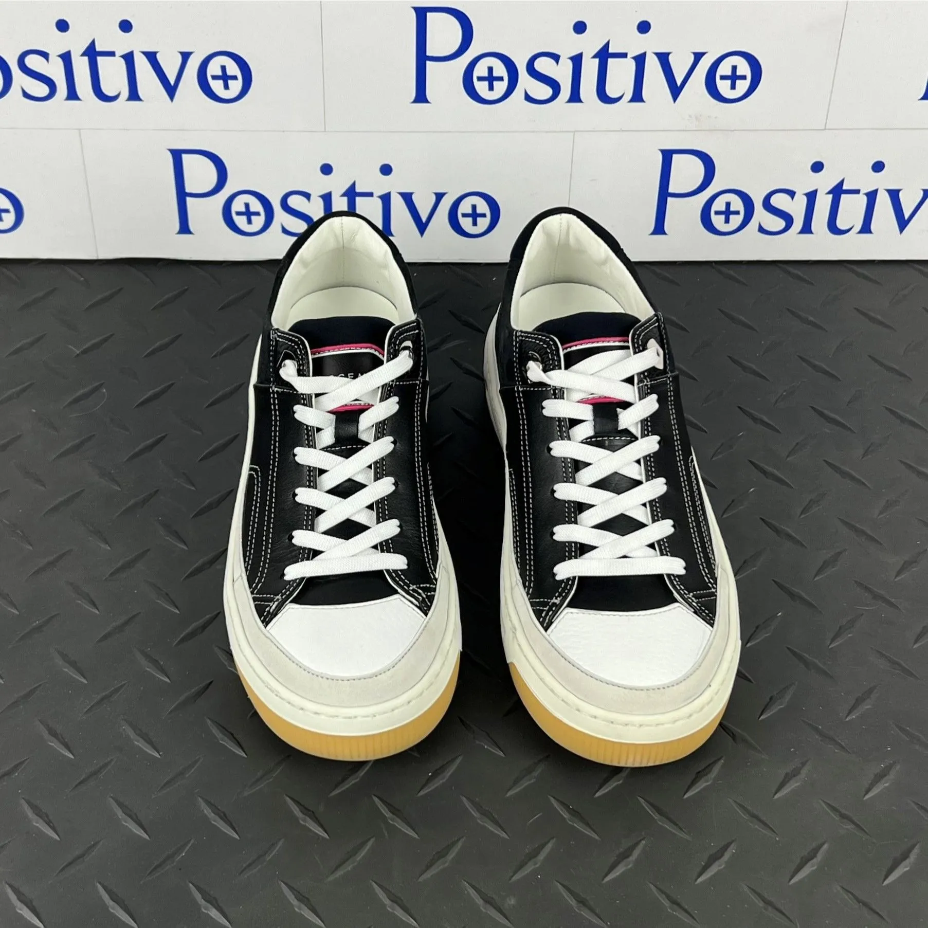 Buscemi Women's Prodigy Black/White Leather Sneakers SAMPLE