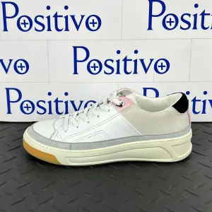 Buscemi Women's Prodigy White/Grey Leather Sneakers SAMPLE