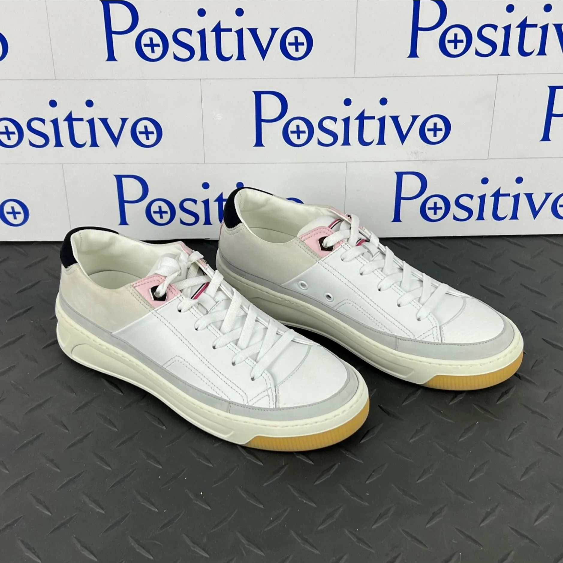Buscemi Women's Prodigy White/Grey Leather Sneakers SAMPLE