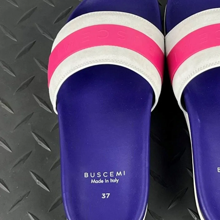 Buscemi Women's Slide Sport Purple Trio Leather Sandals