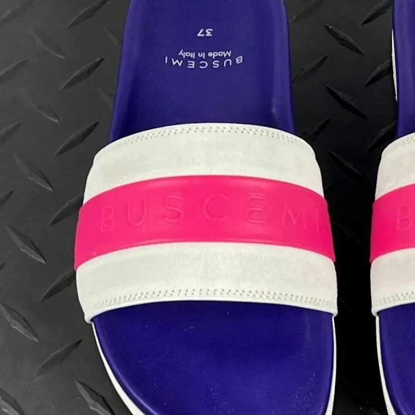 Buscemi Women's Slide Sport Purple Trio Leather Sandals