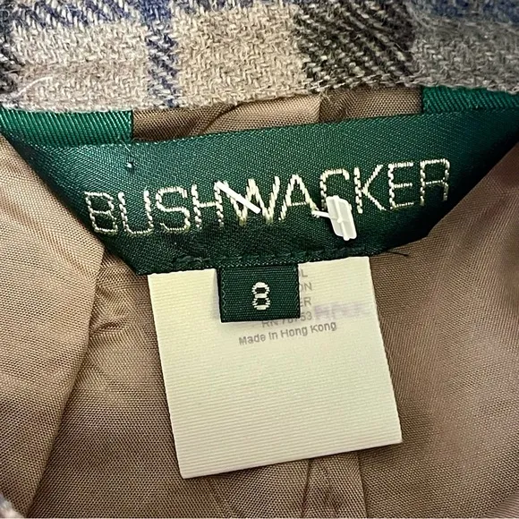 Bushwacker Vintage 80s Wool Blend Maxi Skirt Plaid Fringe Grey Blue Size 8