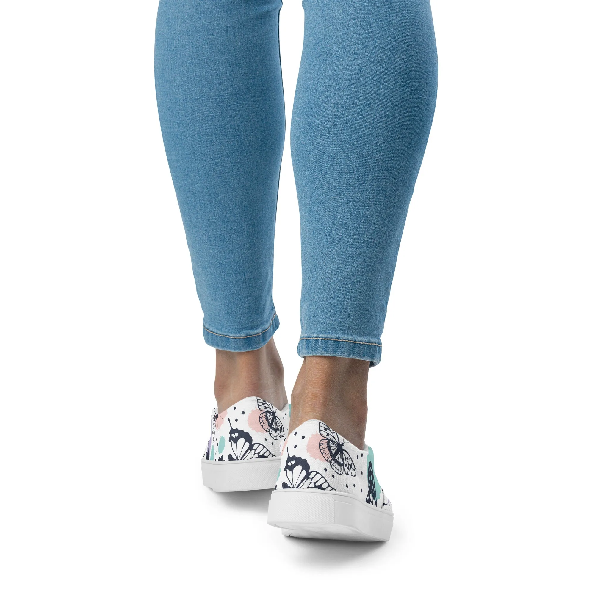 Butterflies - Sustainably Made Women's  Slip-On Canvas Shoes