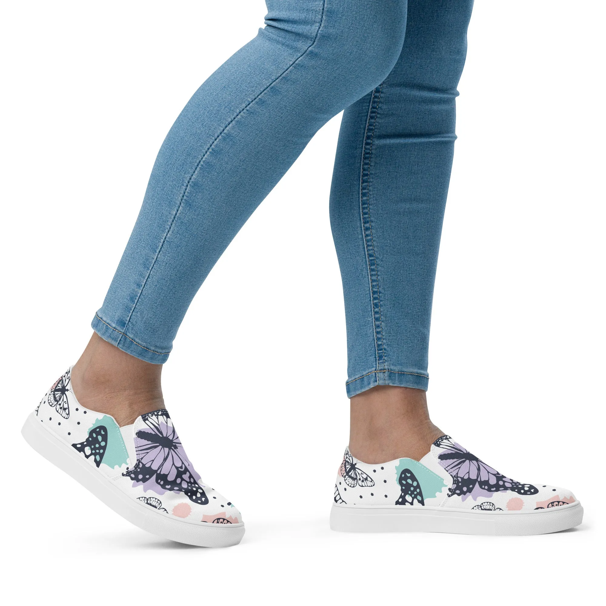 Butterflies - Sustainably Made Women's  Slip-On Canvas Shoes