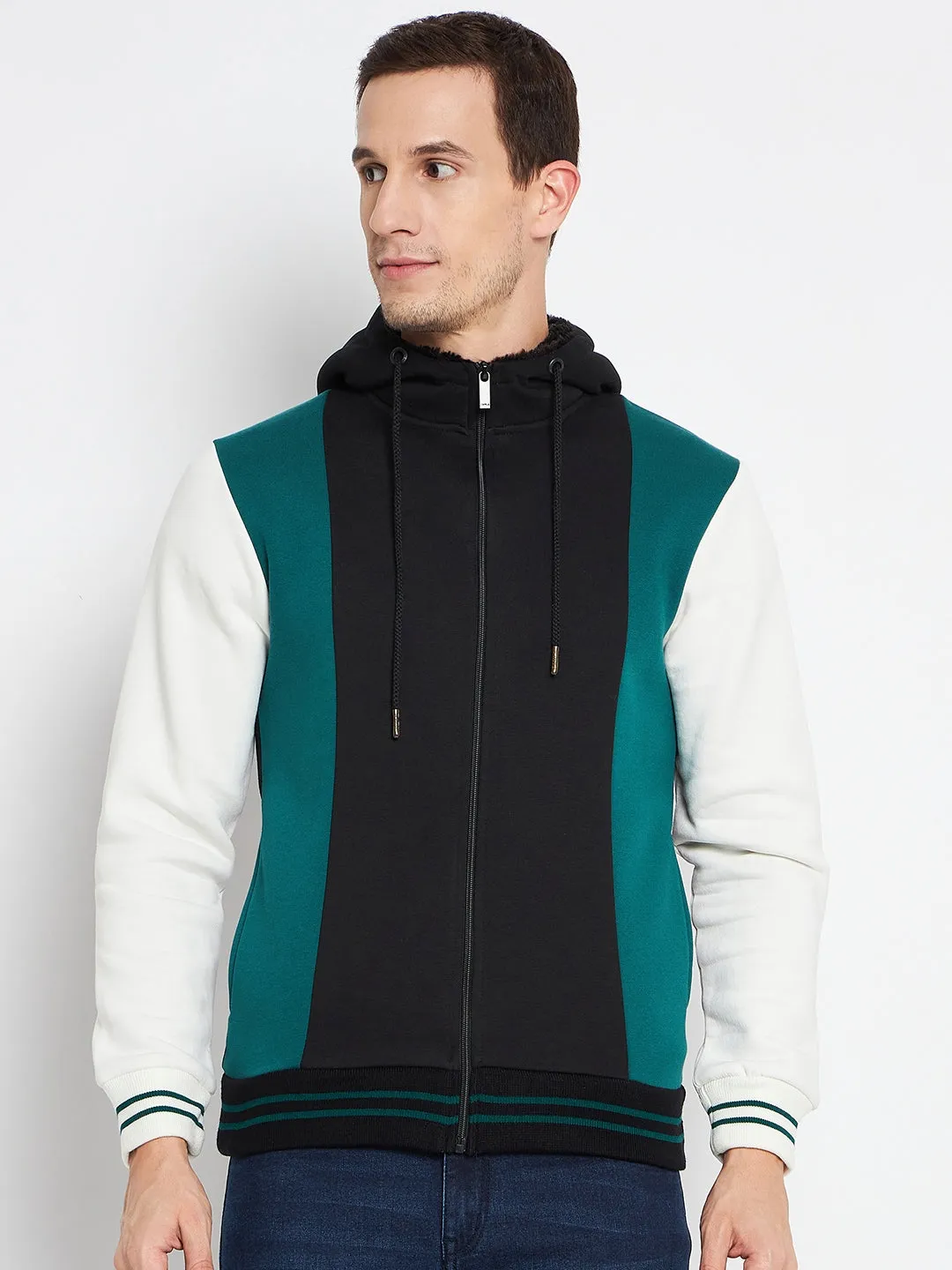 Camla Barcelona Colourblocked Black Hooded Sweatshirt