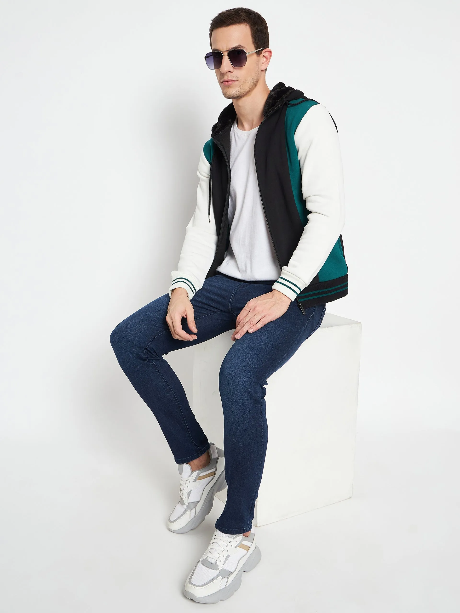 Camla Barcelona Colourblocked Black Hooded Sweatshirt