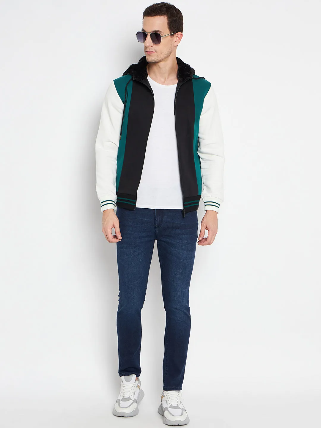 Camla Barcelona Colourblocked Black Hooded Sweatshirt