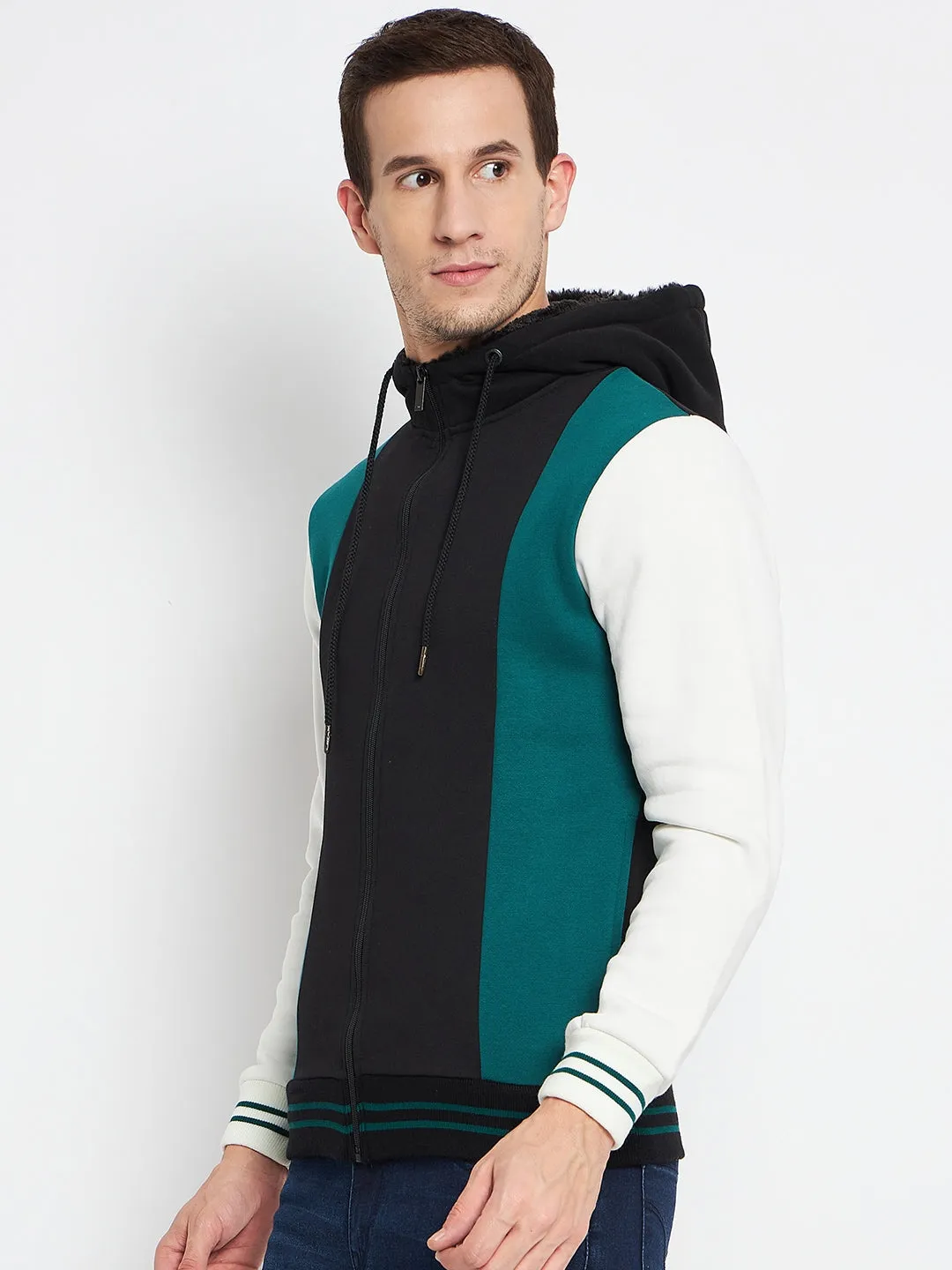 Camla Barcelona Colourblocked Black Hooded Sweatshirt