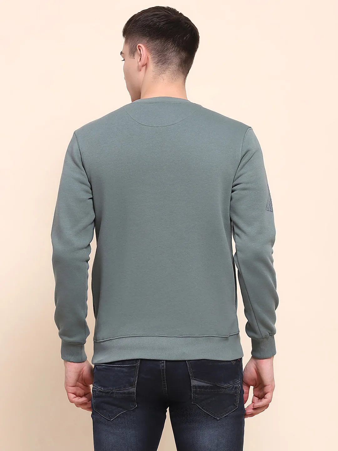 Camla Barcelona Cotton All Over Embroidered Dusty Green Sweatshirt