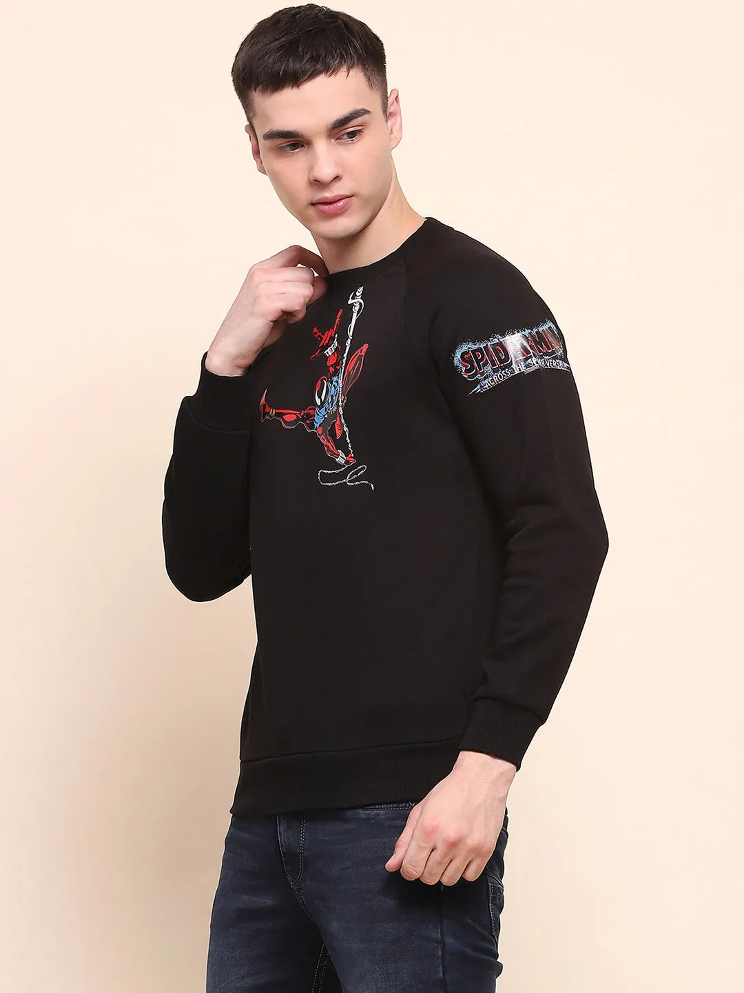 Camla Barcelona Graphic Printed Black Cotton Sweatshirt