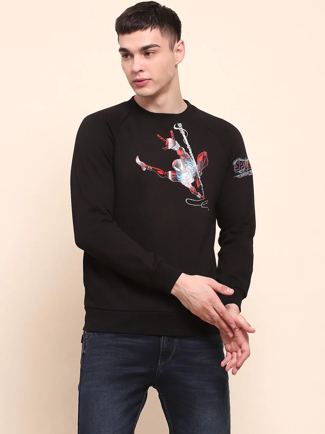 Camla Barcelona Graphic Printed Black Cotton Sweatshirt