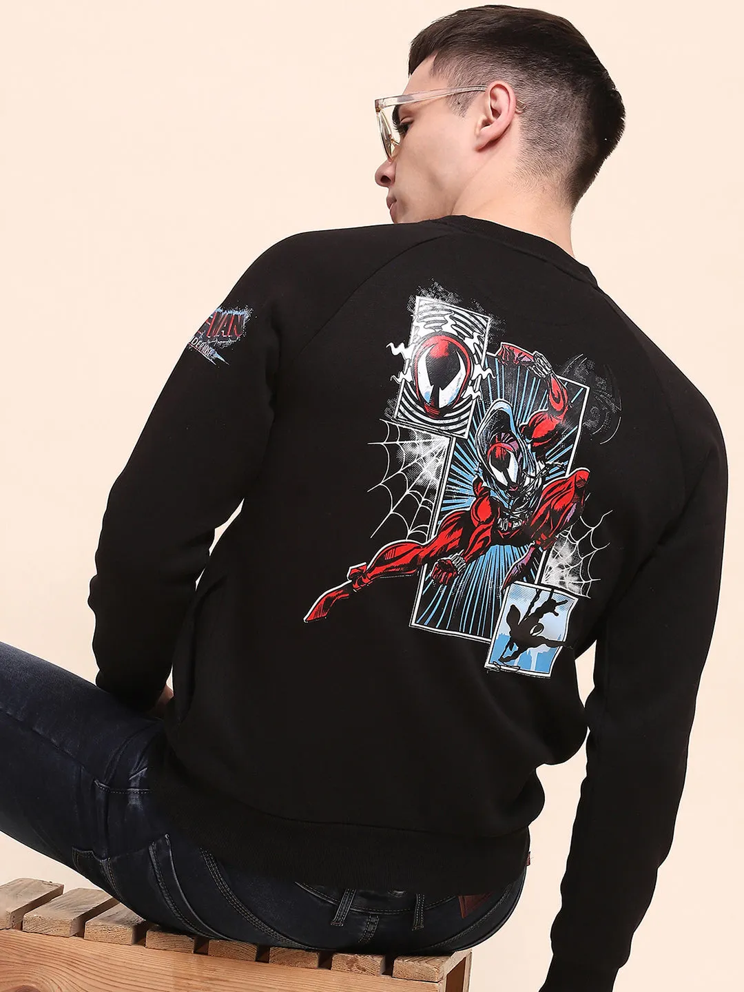 Camla Barcelona Graphic Printed Black Cotton Sweatshirt