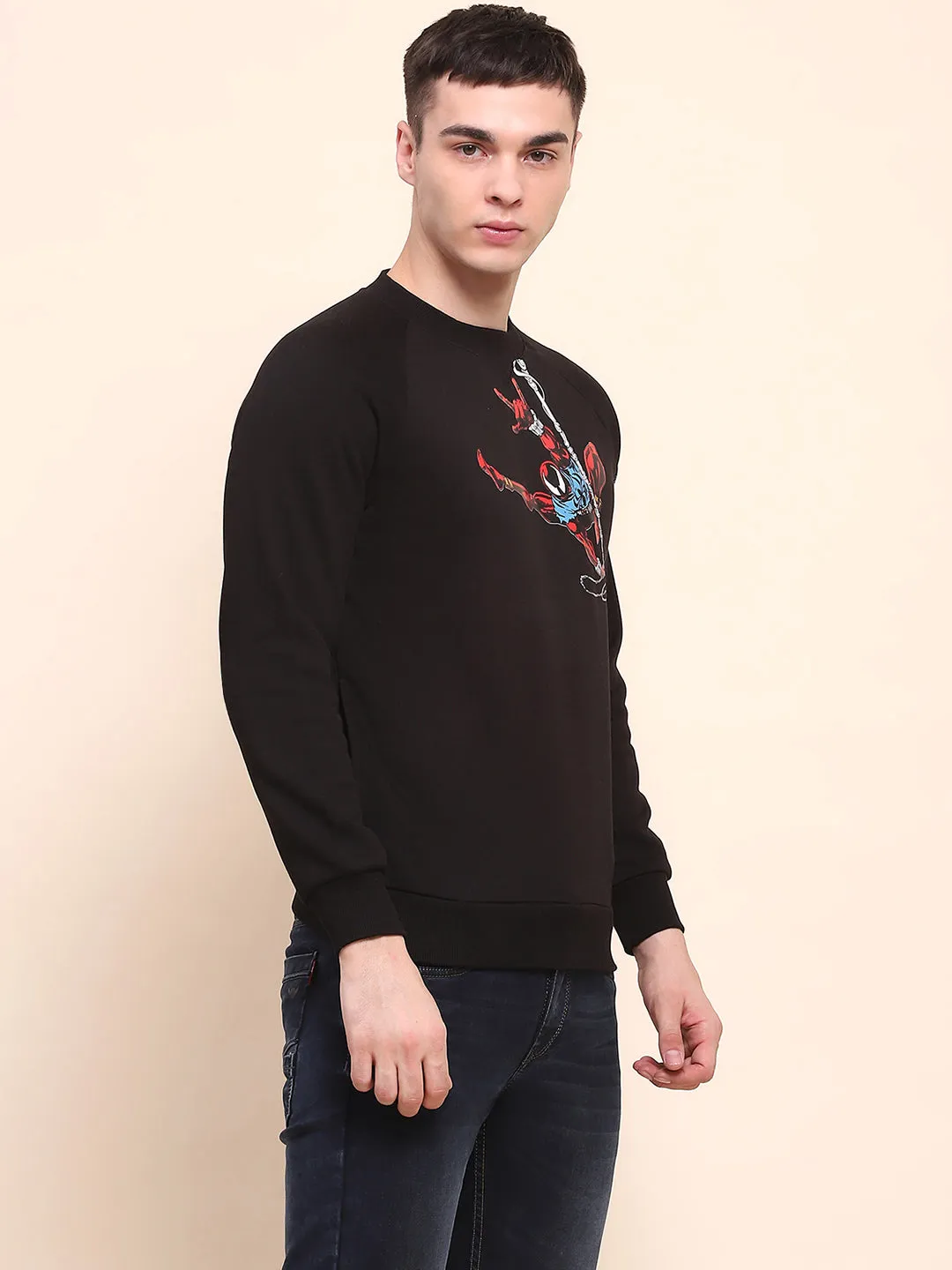 Camla Barcelona Graphic Printed Black Cotton Sweatshirt