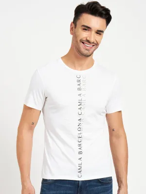 Camla Barcelona Logo Print White T-Shirt