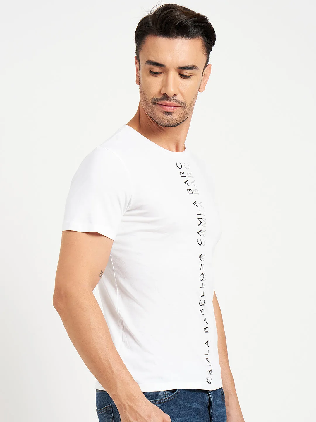 Camla Barcelona Logo Print White T-Shirt
