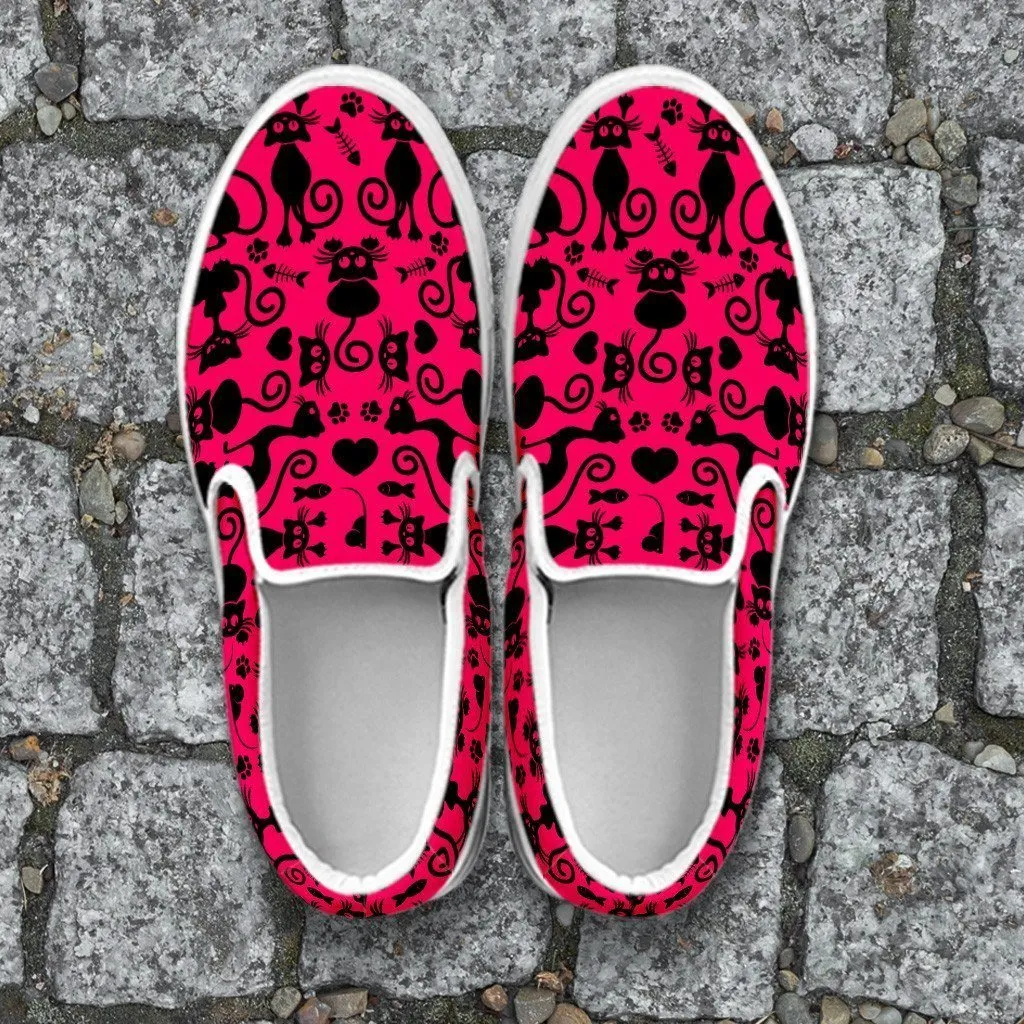 Cats Pink Slip Ons