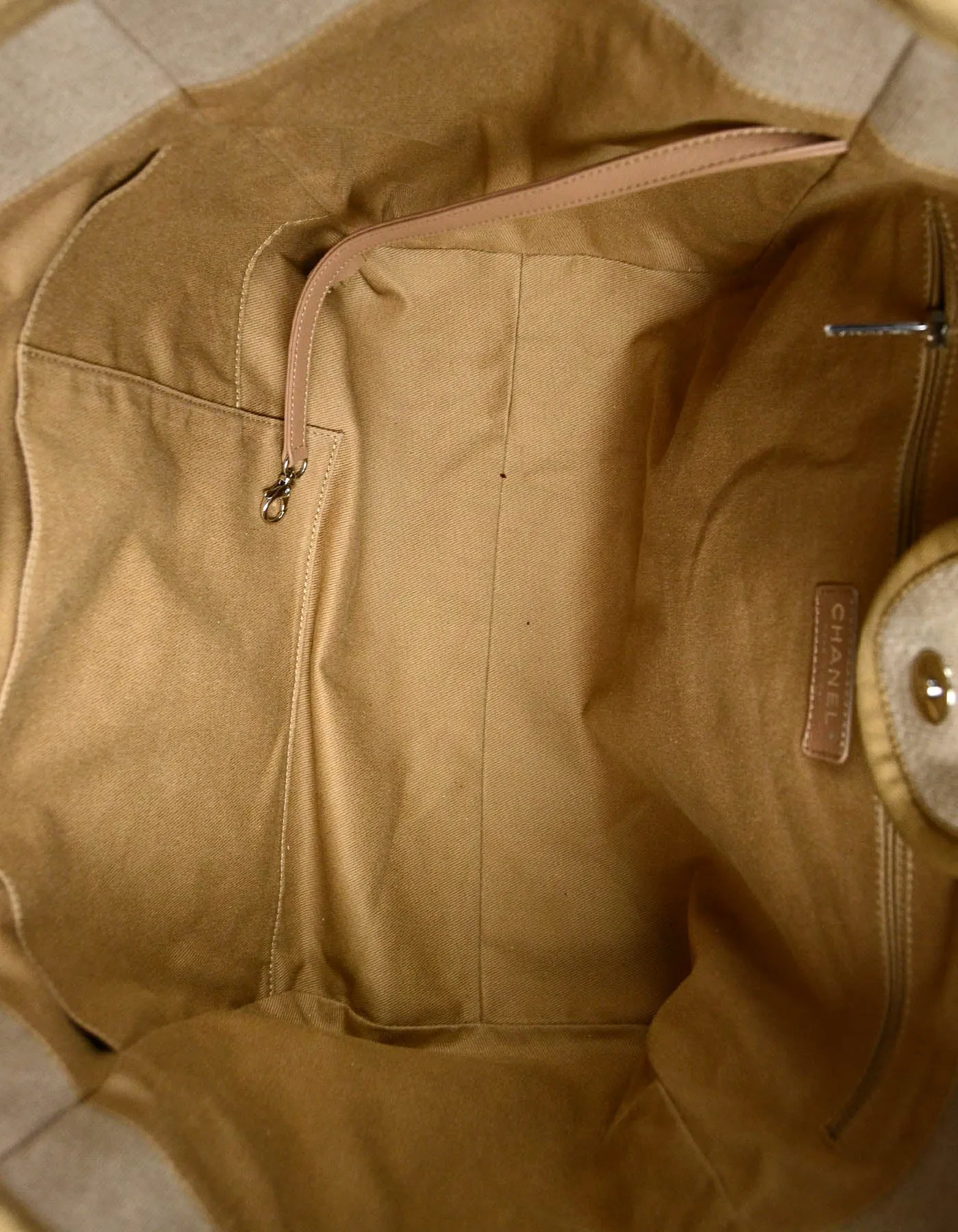 Chanel Ecru Beige Canvas Medium Deauville Tote Bag