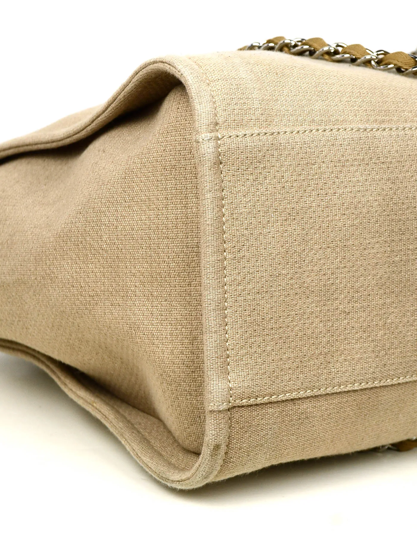 Chanel Ecru Beige Canvas Medium Deauville Tote Bag