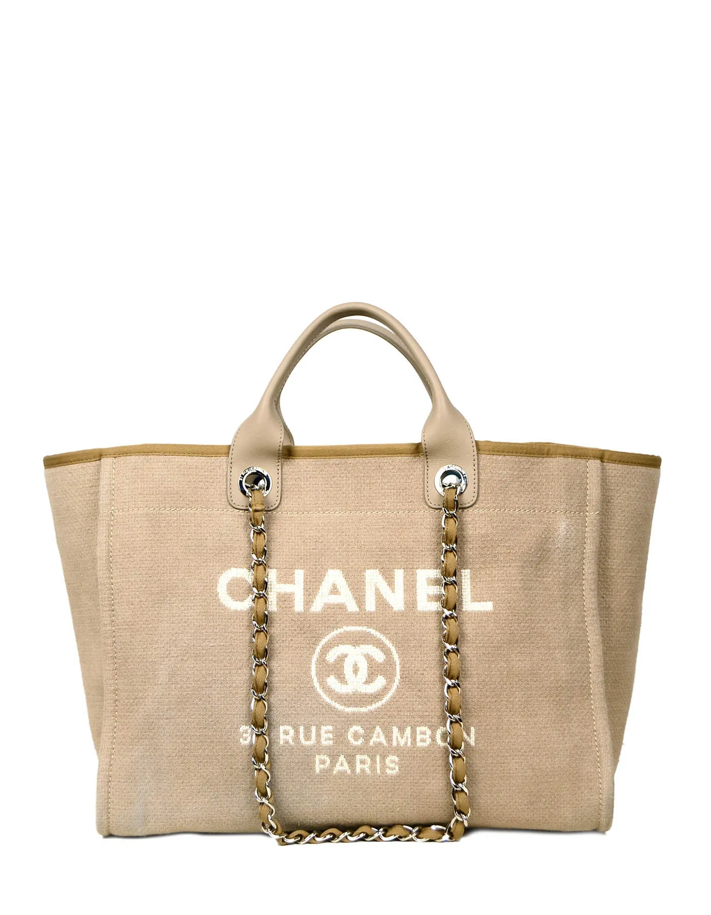 Chanel Ecru Beige Canvas Medium Deauville Tote Bag