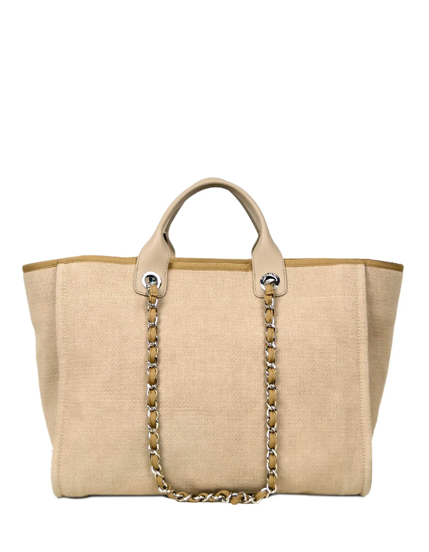 Chanel Ecru Beige Canvas Medium Deauville Tote Bag