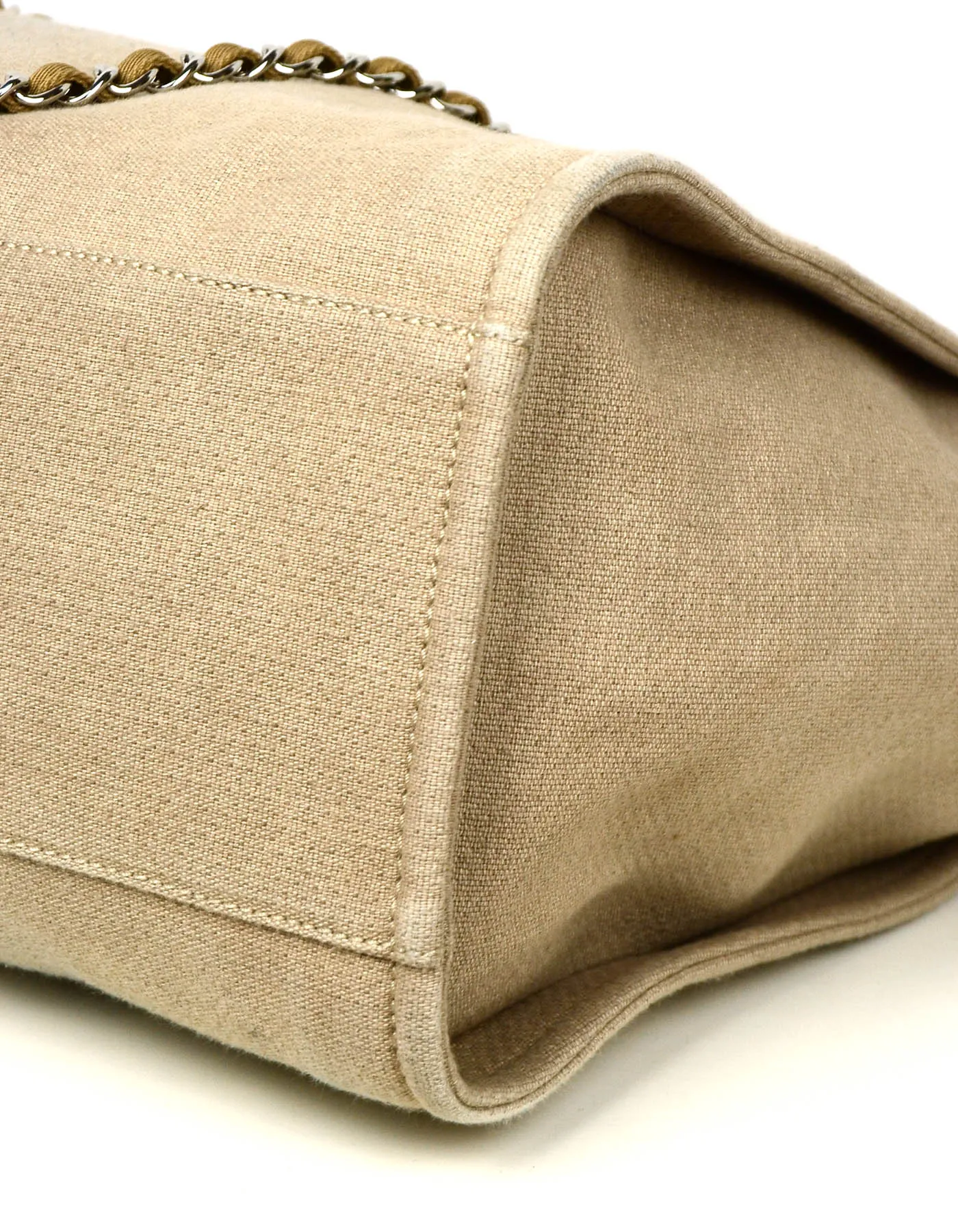 Chanel Ecru Beige Canvas Medium Deauville Tote Bag