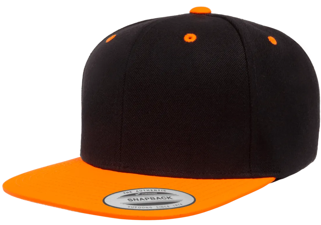 Classics Blank Snapback Cap Black/Neon Orange