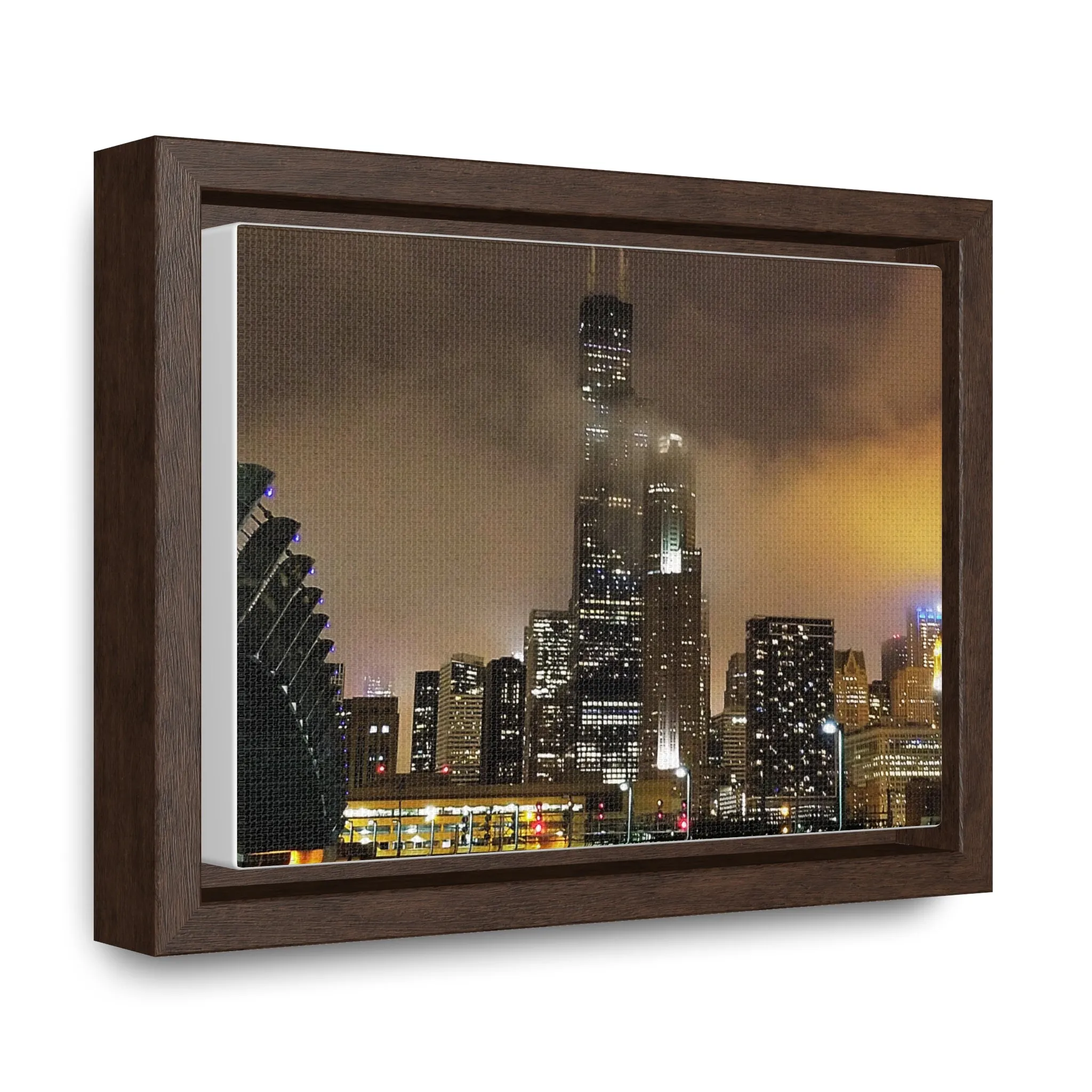 Cloudy Dusk Chicago Skyline on Canvas