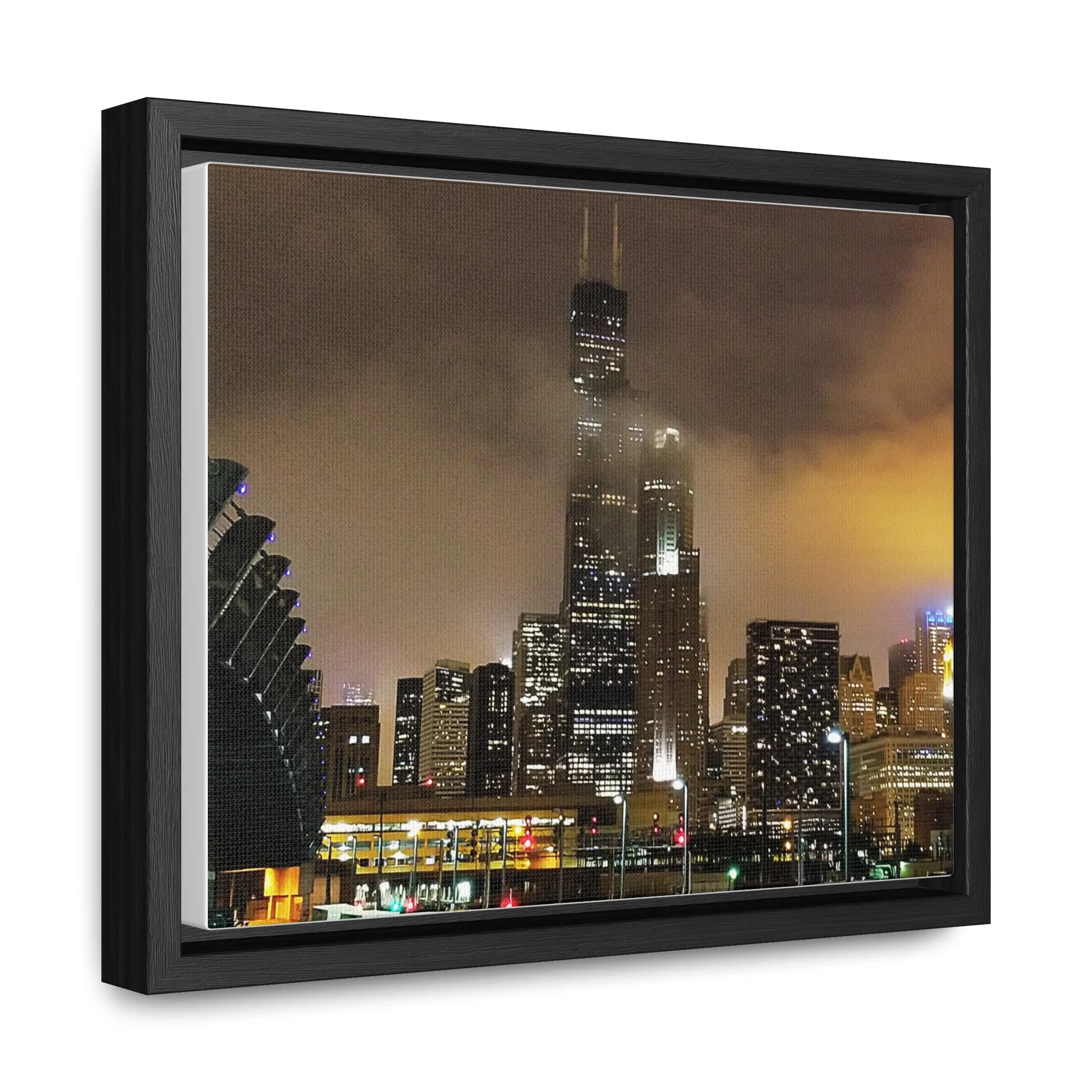 Cloudy Dusk Chicago Skyline on Canvas