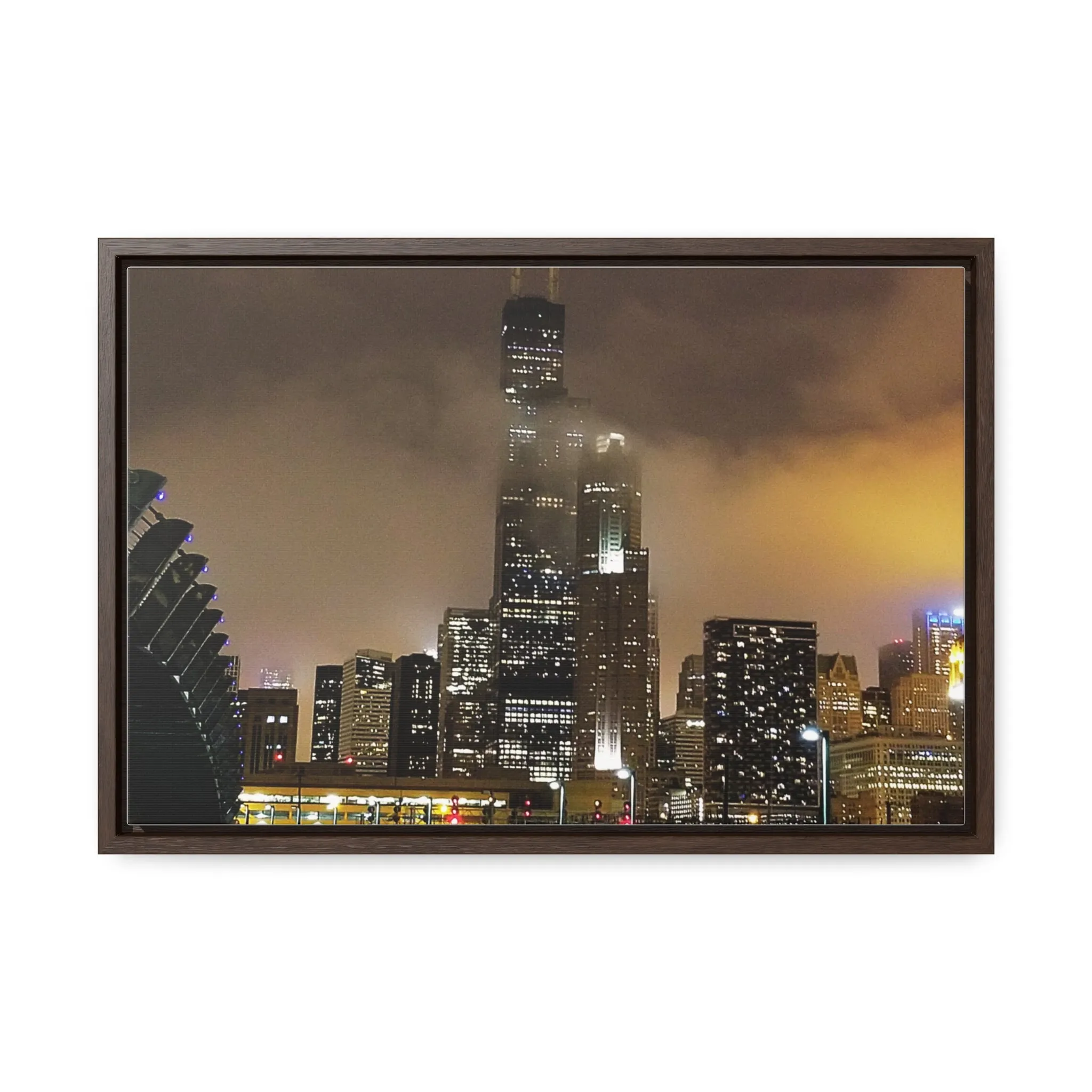 Cloudy Dusk Chicago Skyline on Canvas