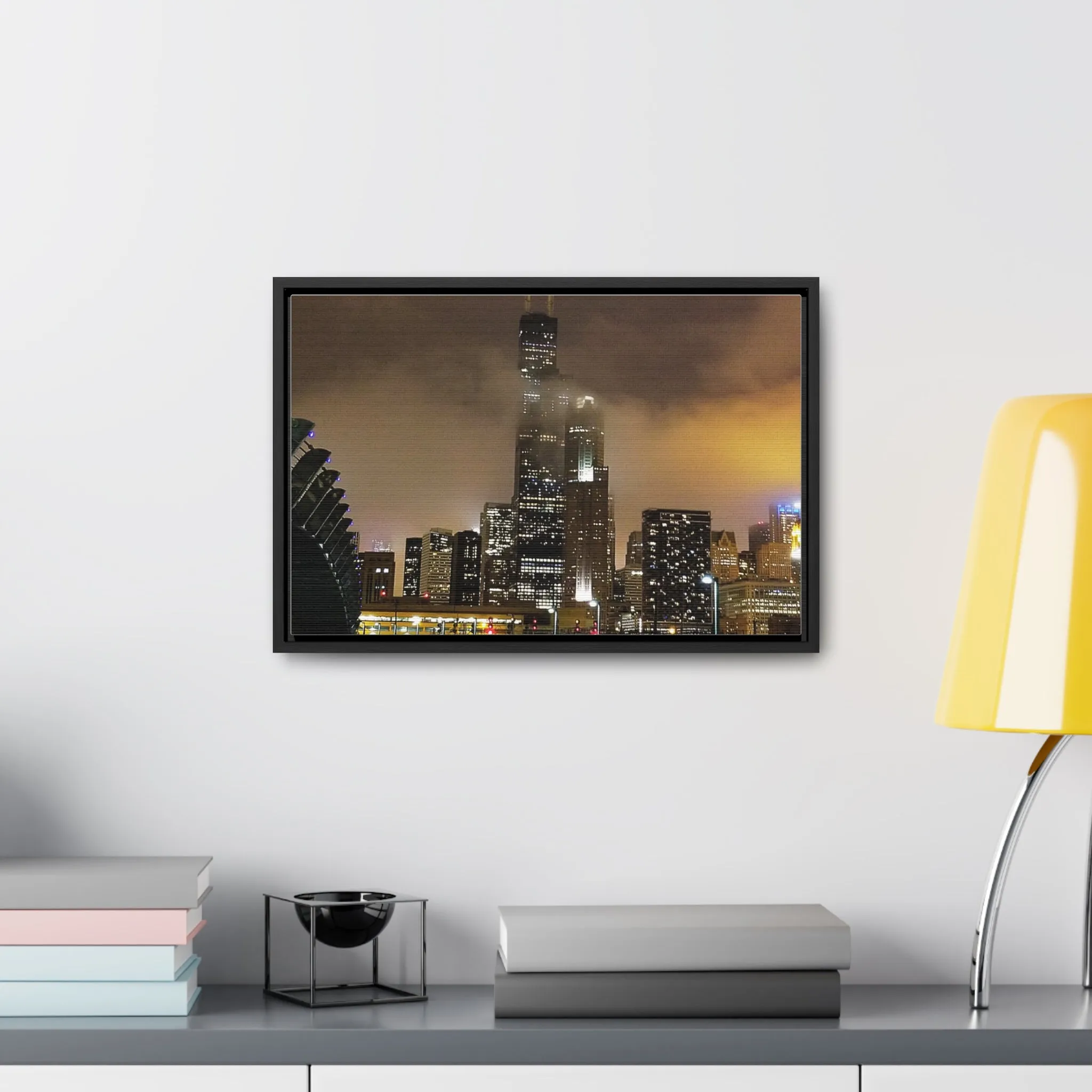 Cloudy Dusk Chicago Skyline on Canvas